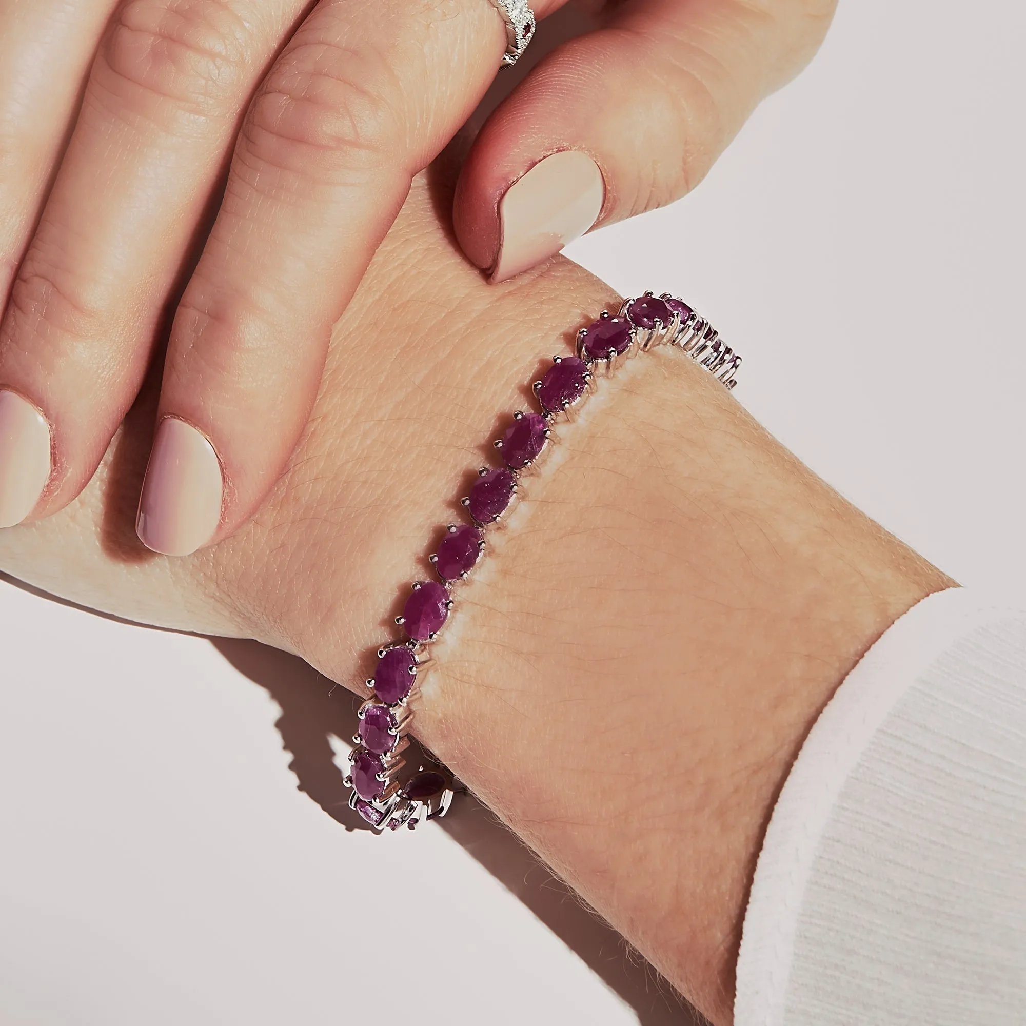 Ross-Simons Ruby Tennis Bracelet in Sterling Silver