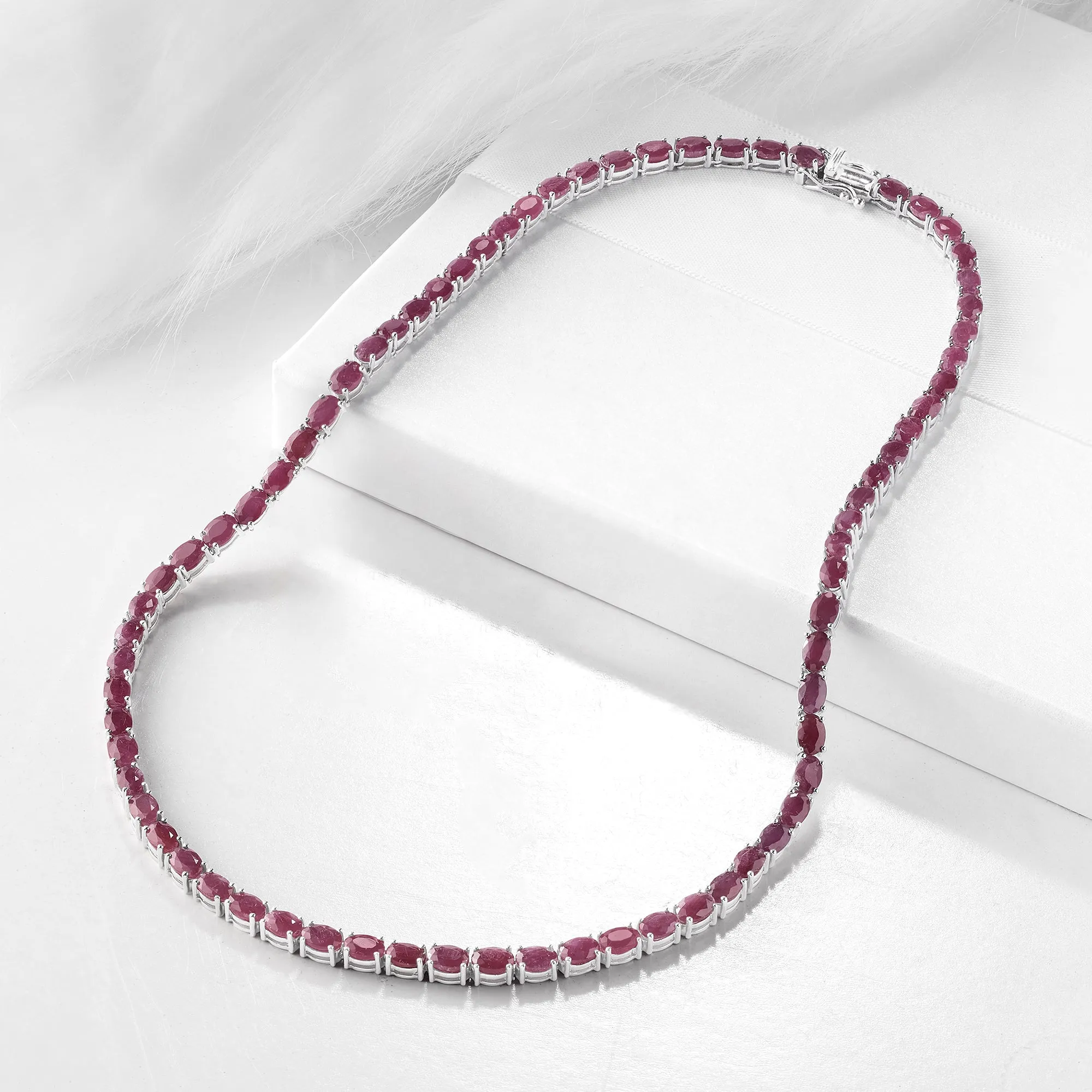 Ross-Simons Ruby Tennis Necklace in Sterling Silver