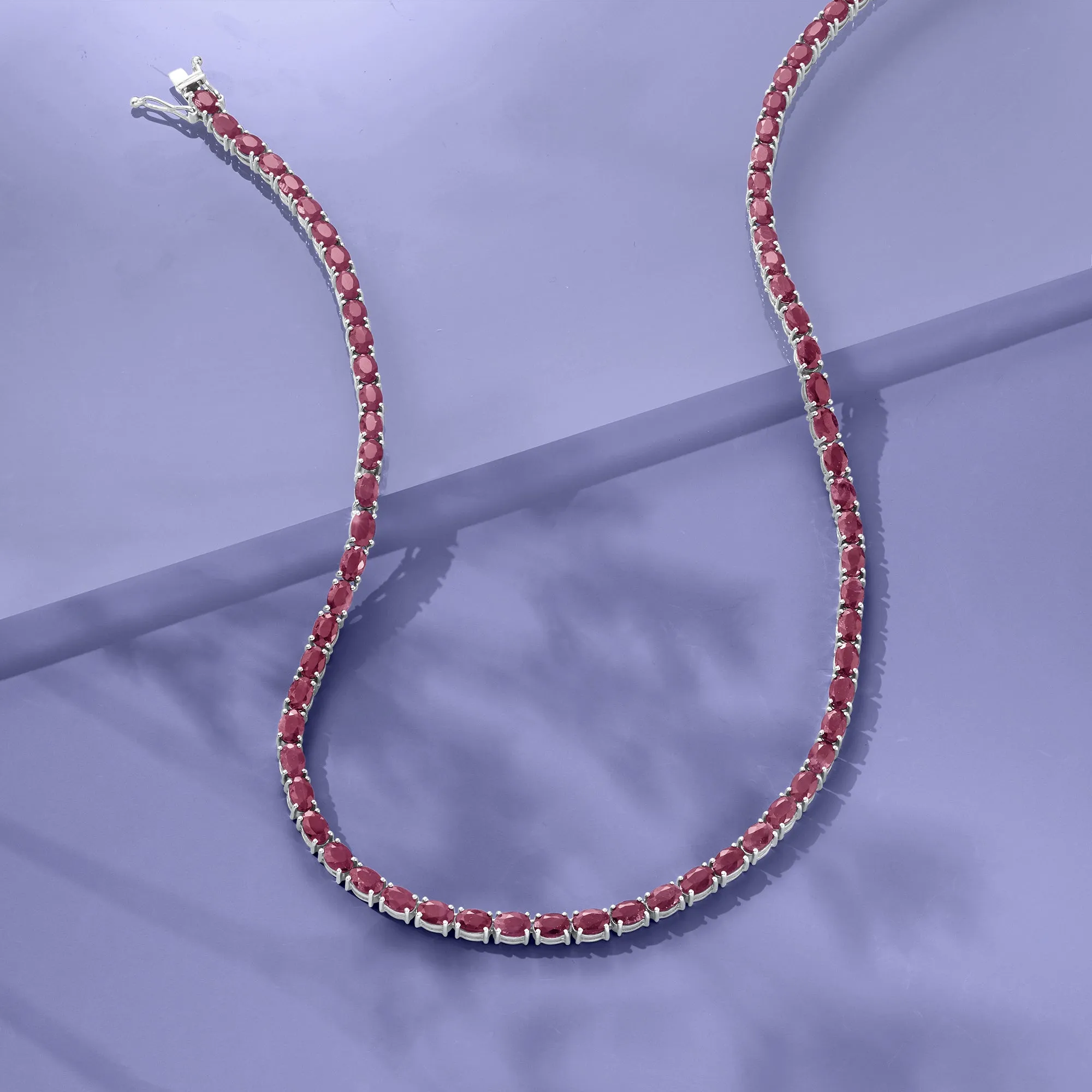 Ross-Simons Ruby Tennis Necklace in Sterling Silver