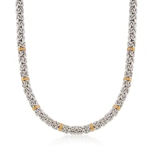 Ross-Simons Sterling Silver Byzantine Necklace With 14kt Gold Stations