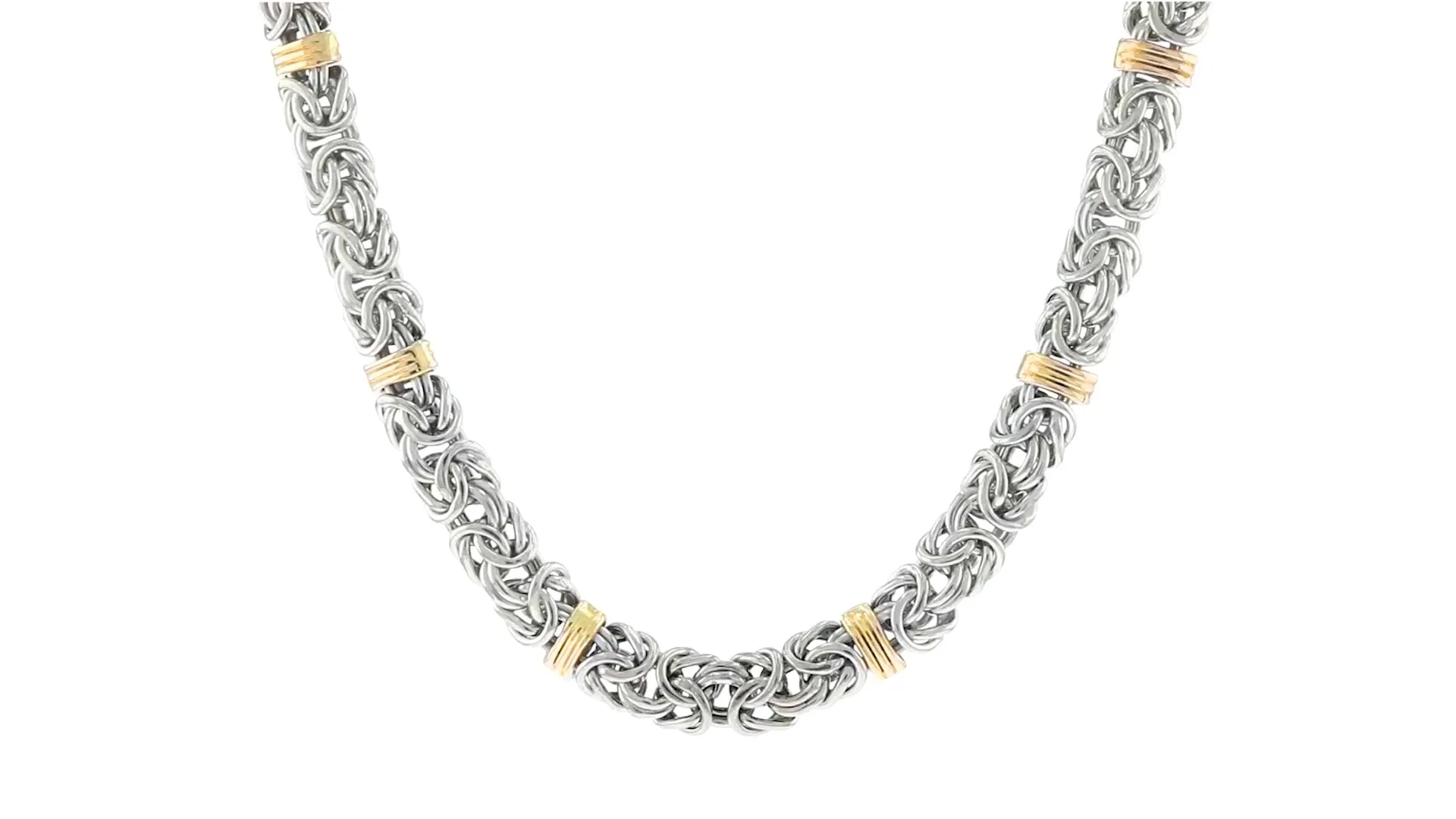 Ross-Simons Sterling Silver Byzantine Necklace With 14kt Gold Stations