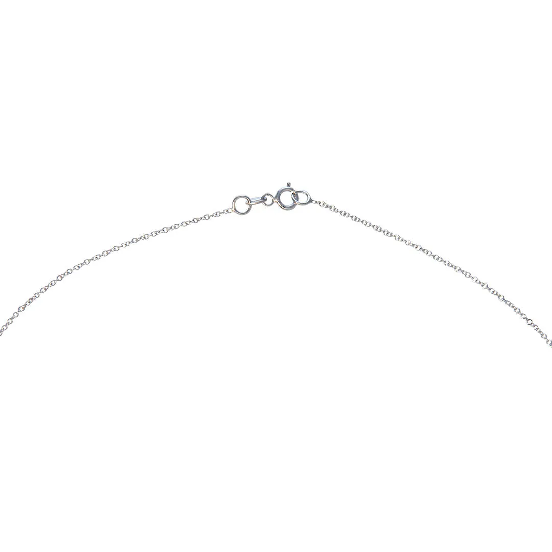 Round Sapphire & Diamond Halo 18K White Gold Pendant Necklace Croghans