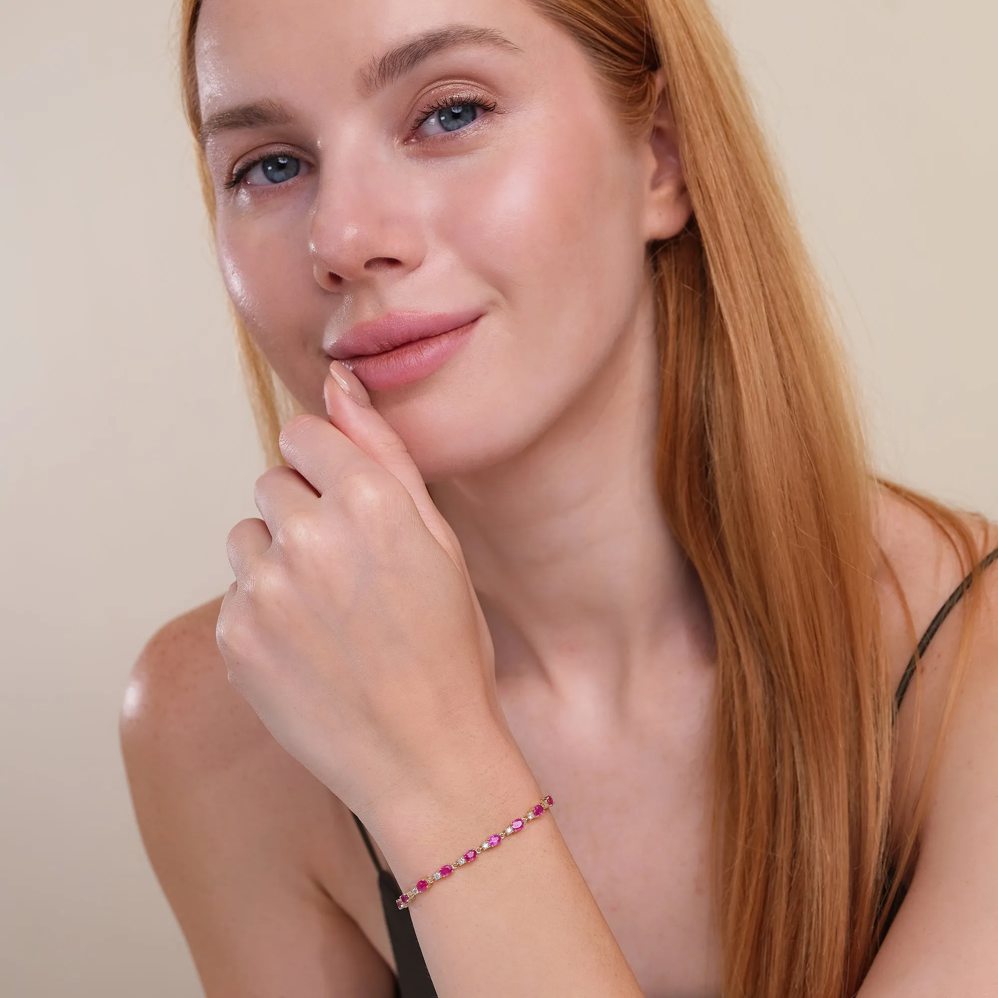 Ruby Diamond Garland Eternity Bracelet, Ivy SARAHELISE
