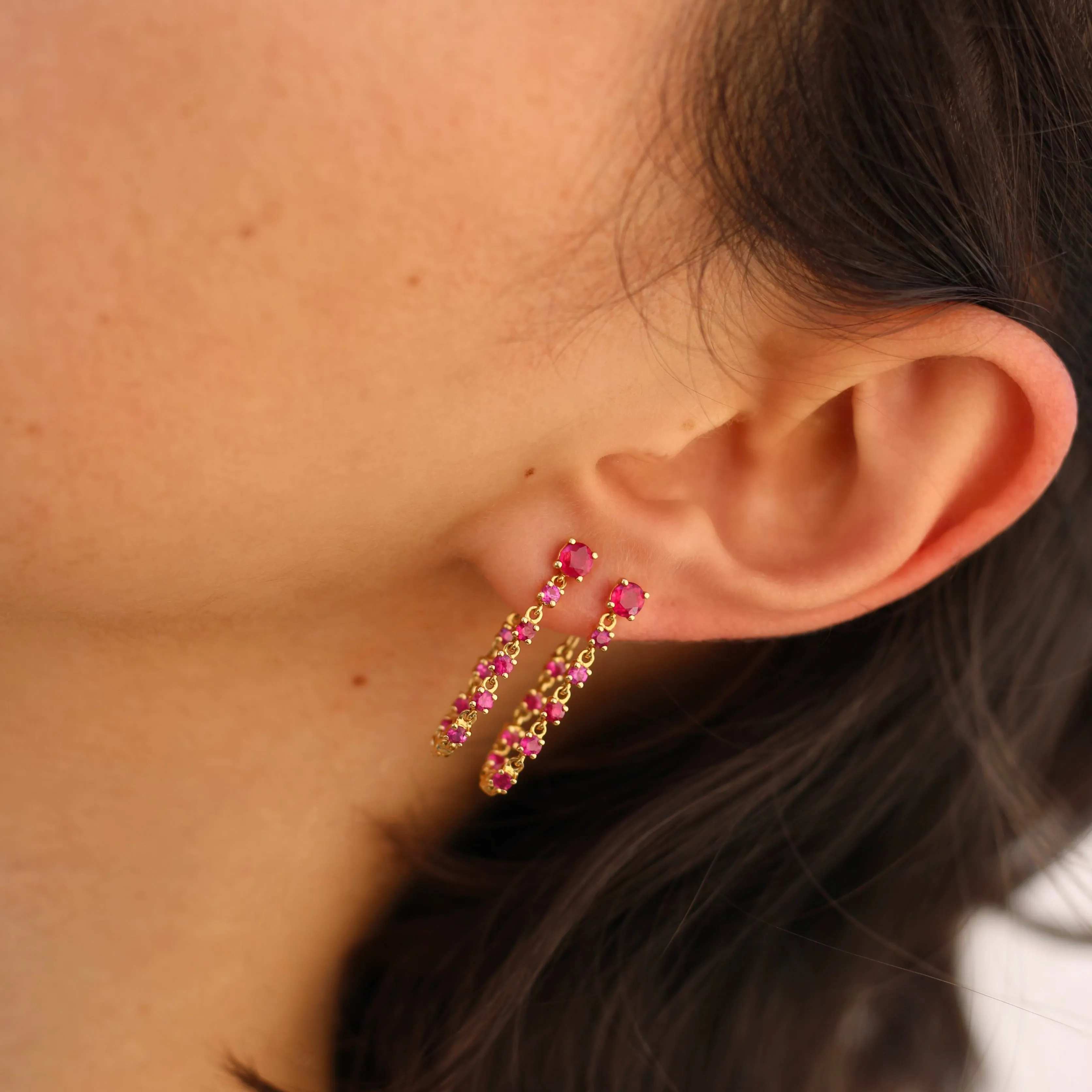 RUBY LONG LOOP EARRINGS Anita Ko