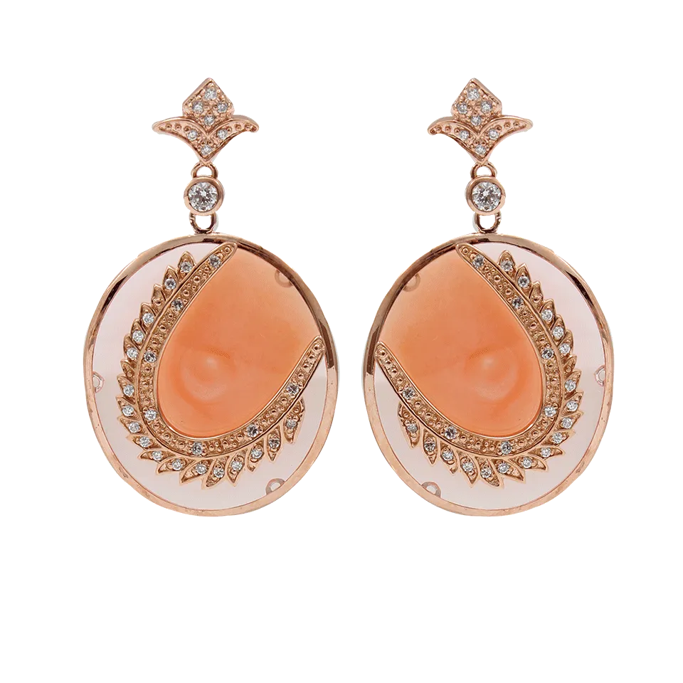 Salmon Round Feather Earrings