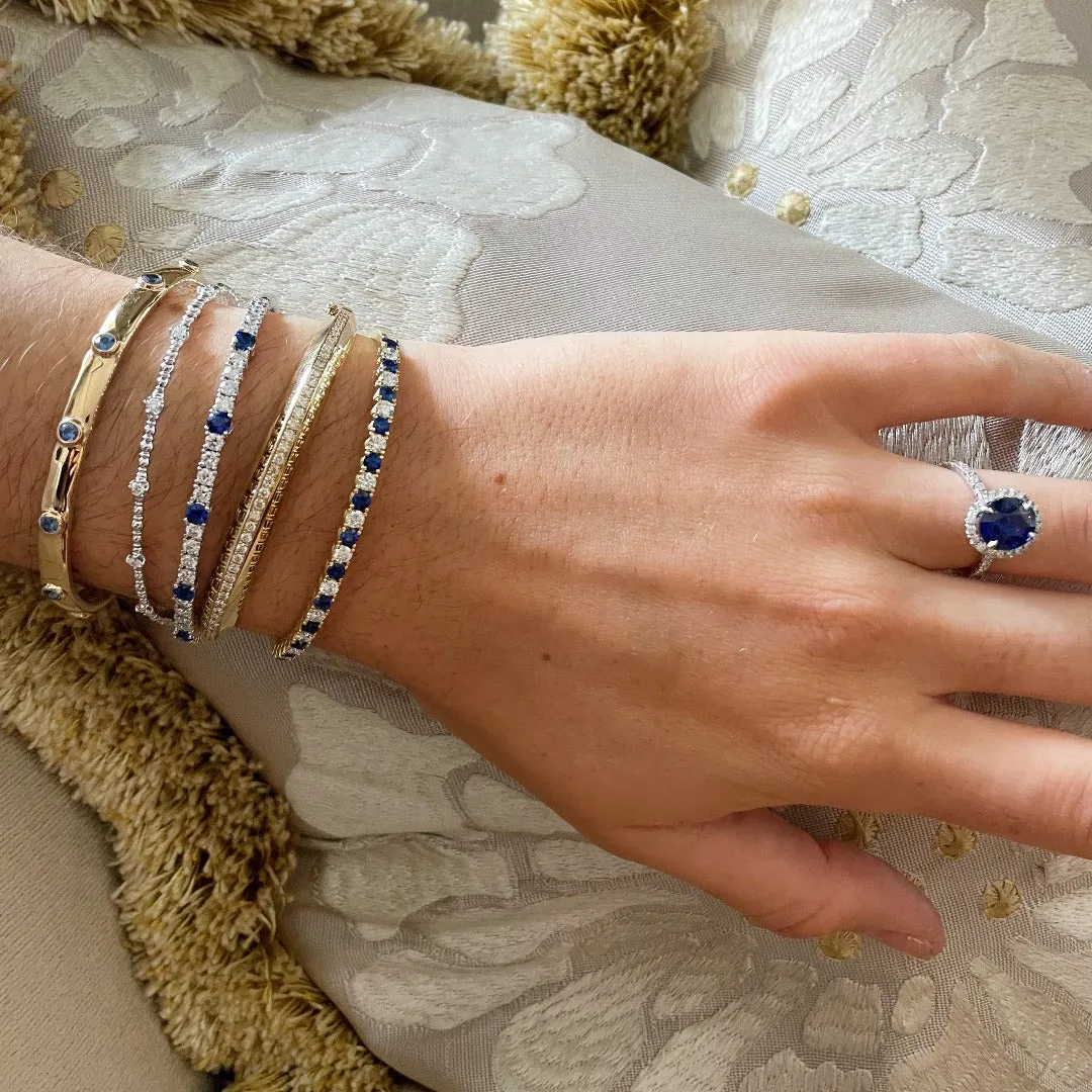 Sapphire 14K Yellow Gold Cuff Bangle
