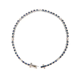 Sapphire & Diamond 14K White Gold Line Bracelet