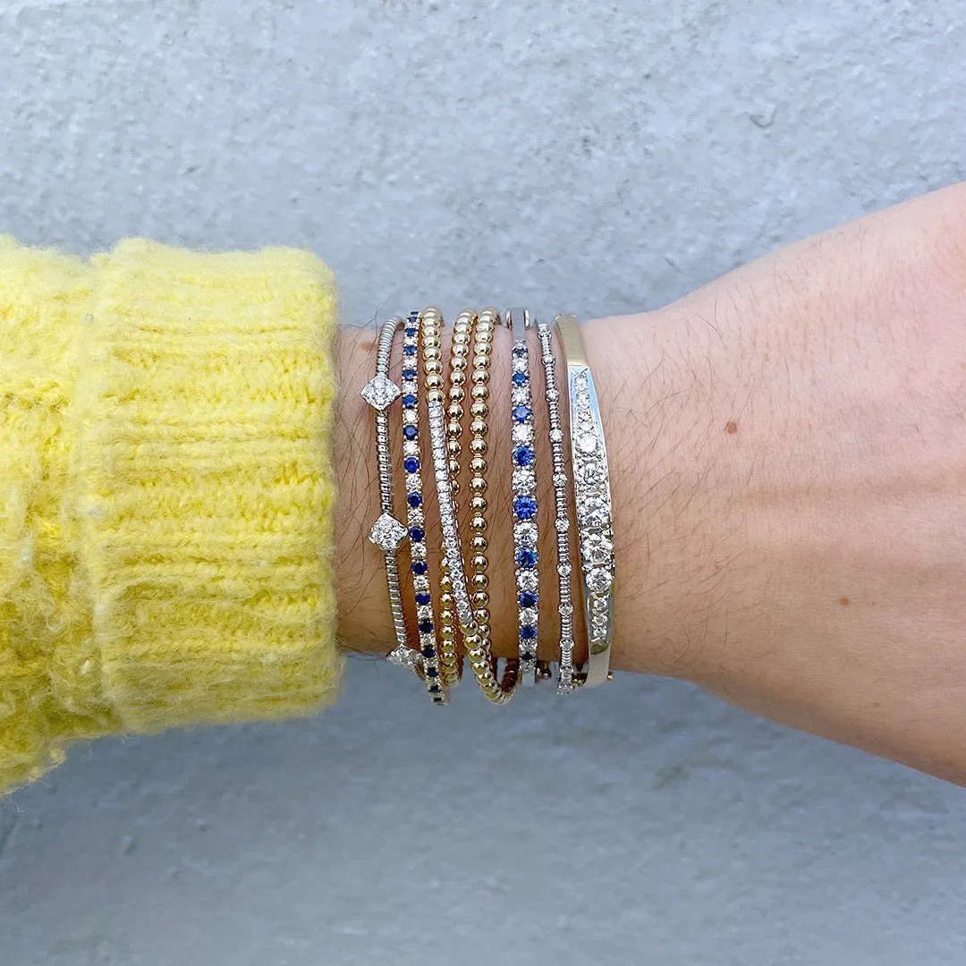 Sapphire & Diamond 14K Yellow Gold Flexible Bangle
