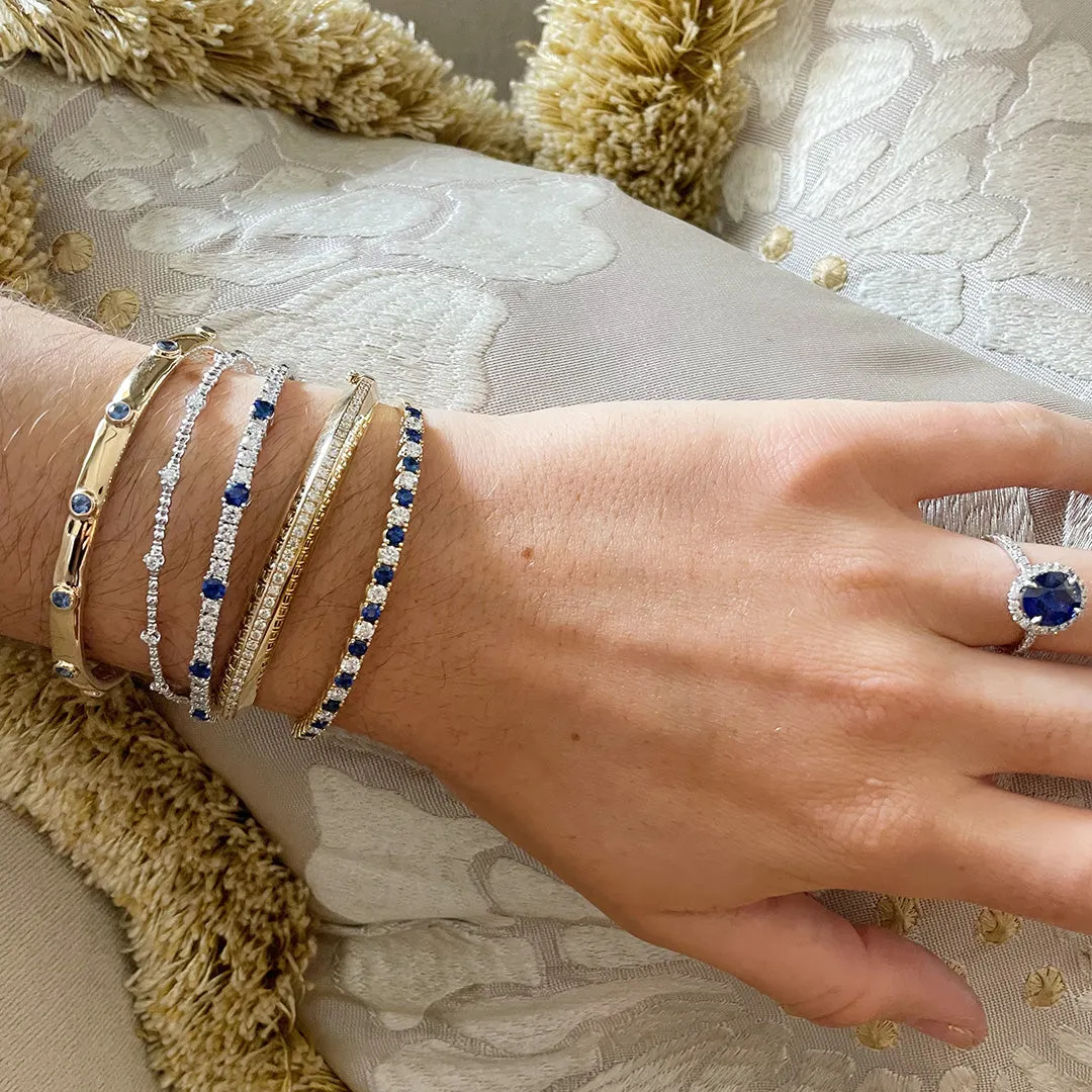 Sapphire & Diamond 18K Yellow Gold Flexible Cuff Bangle