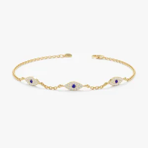 Sapphire Diamond Eye Station Bracelet, Missandei SARAHELISE