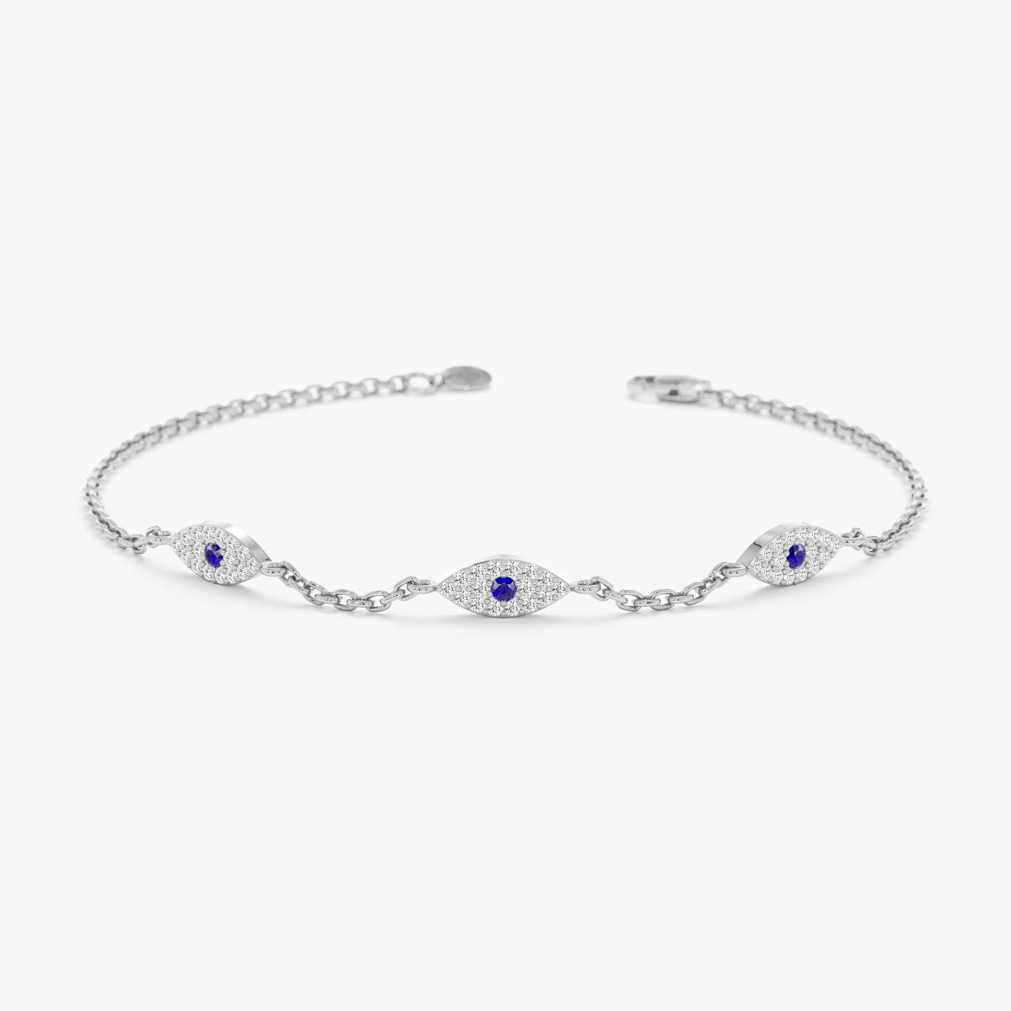 Sapphire Diamond Eye Station Bracelet, Missandei SARAHELISE