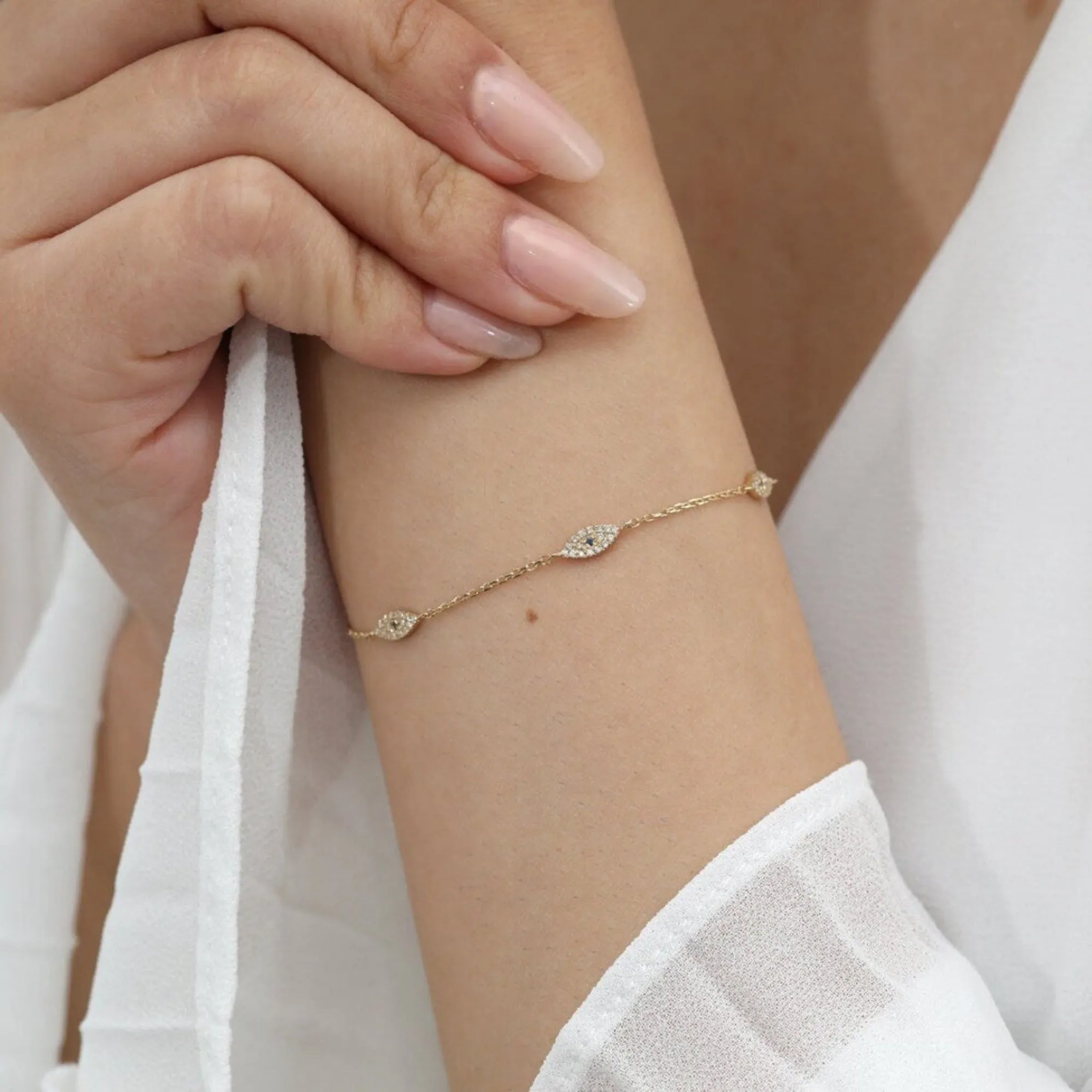 Sapphire Diamond Eye Station Bracelet, Missandei SARAHELISE