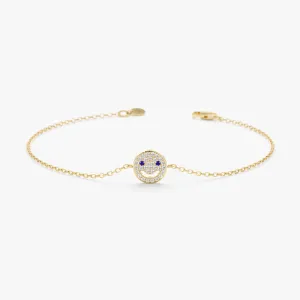 Sapphire Diamond Happy Face Bracelet, Joy SARAHELISE