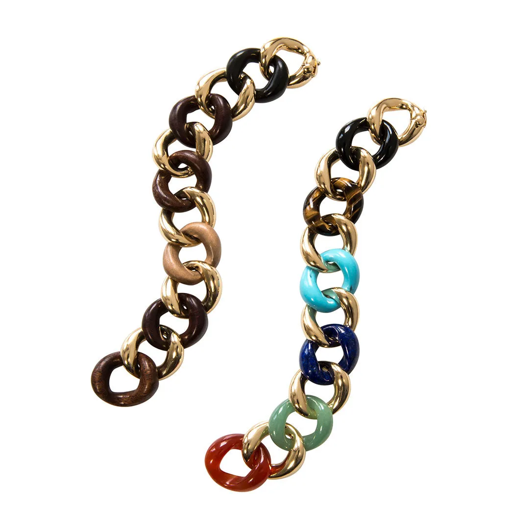 Seaman Schepps Multi Gemstone Classic Medium Link Bracelet