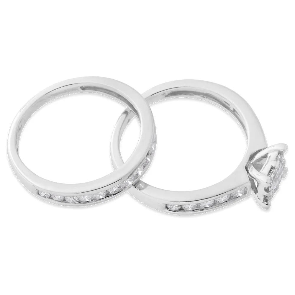 SEAMLESS LOVE  9ct White Gold Bridal Set Ring with 1.20 Carat of Diamonds Shiels