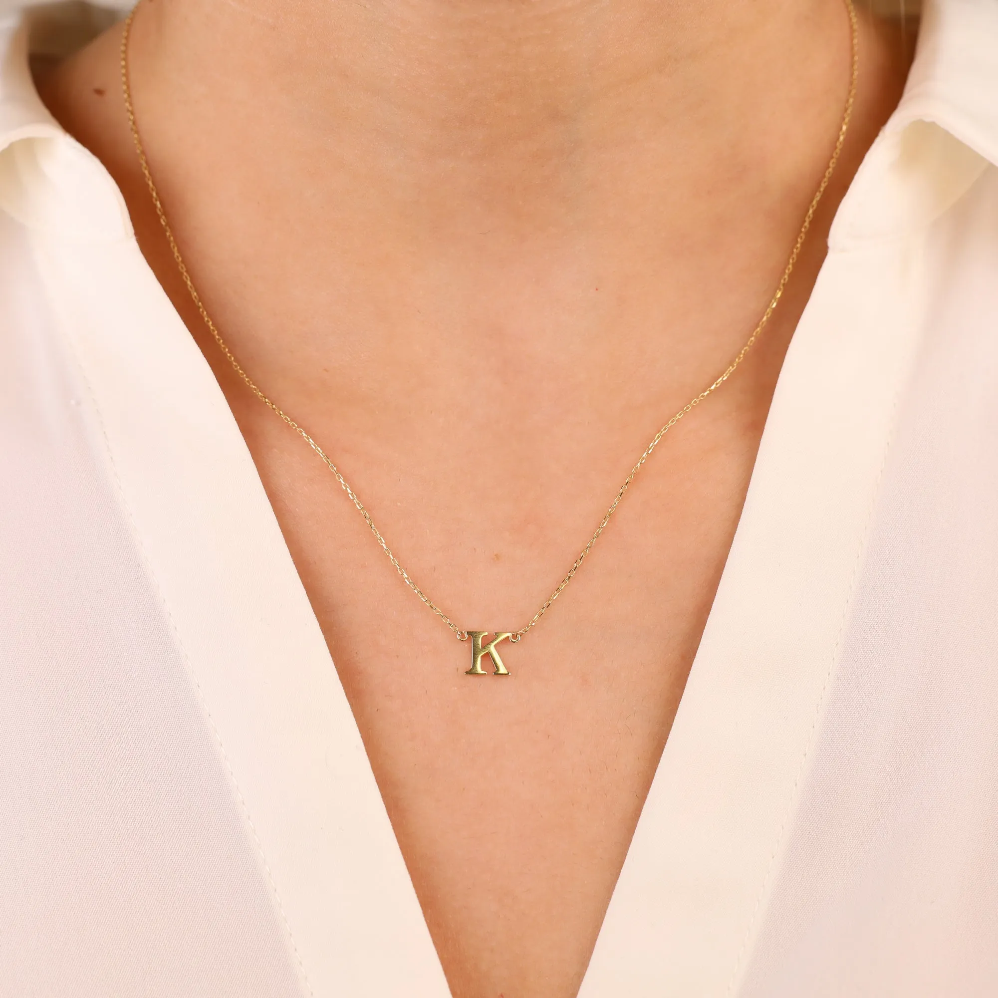Serif Initial Necklace, Ivory SARAHELISE