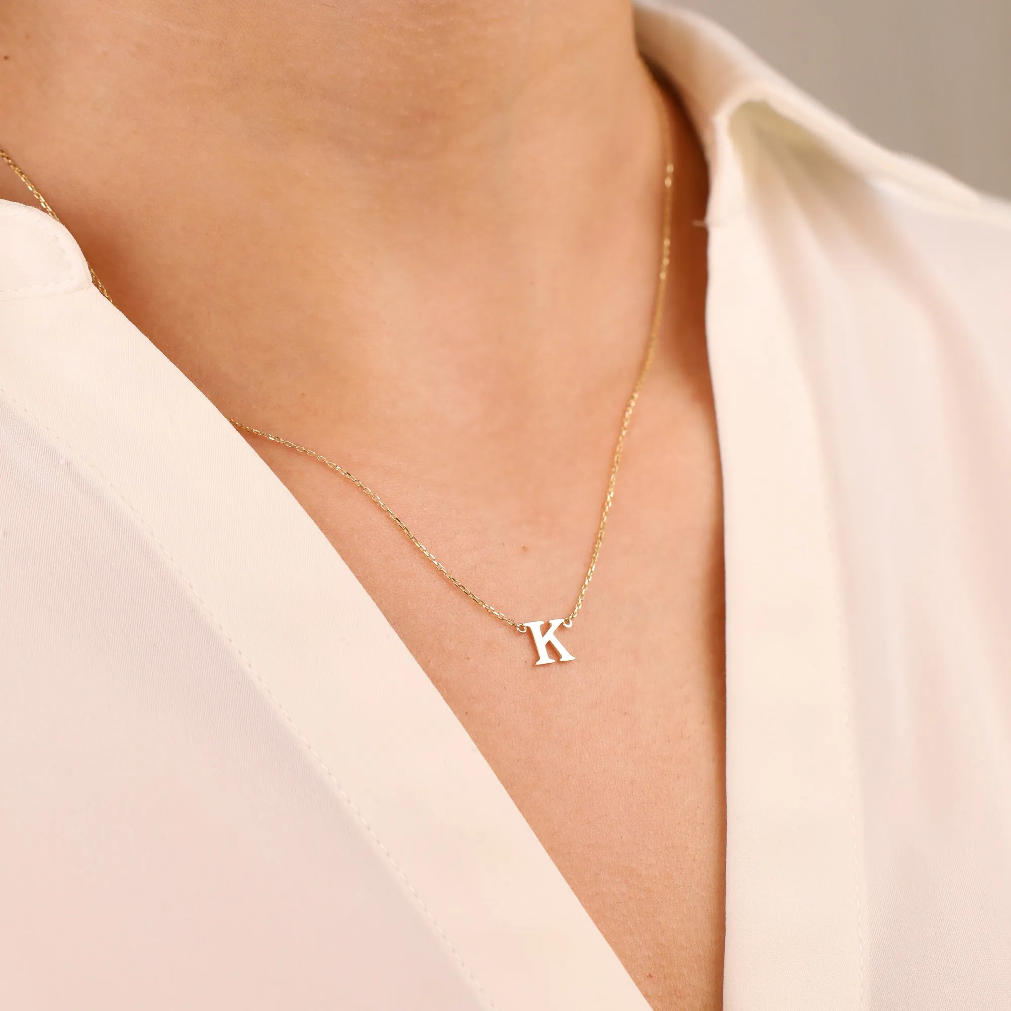Serif Initial Necklace, Ivory SARAHELISE