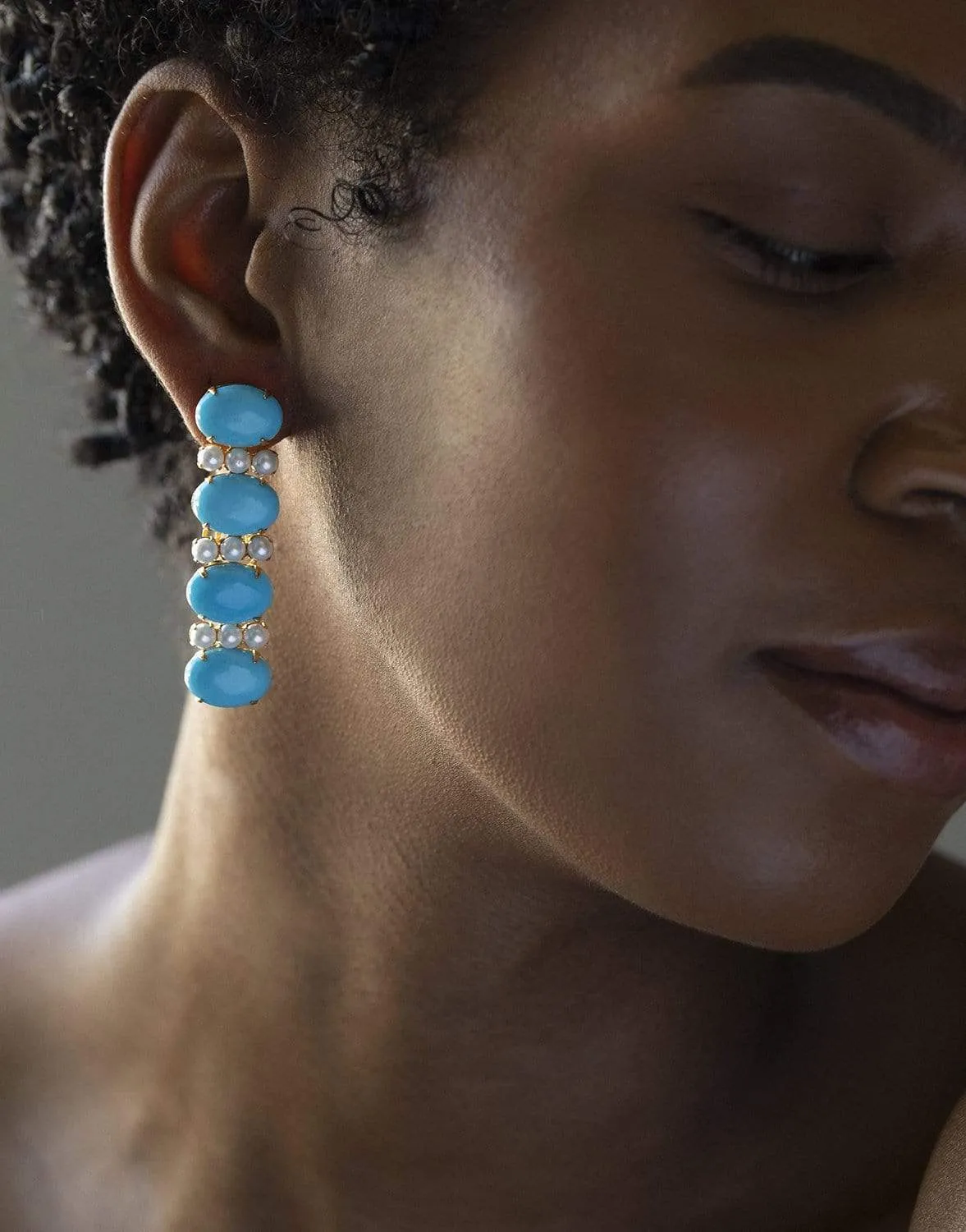 Shell Pearl & Turquoise Earrings