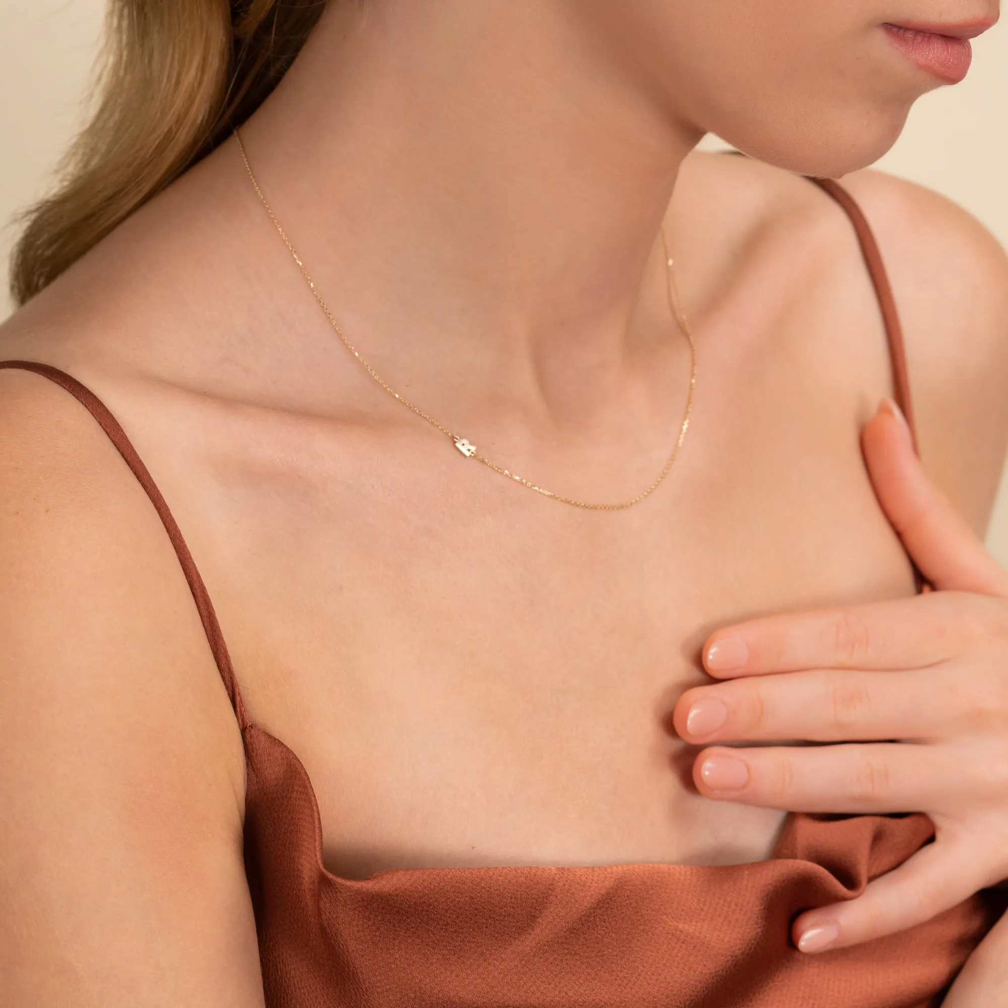 Side Initial Necklace, Celine SARAHELISE
