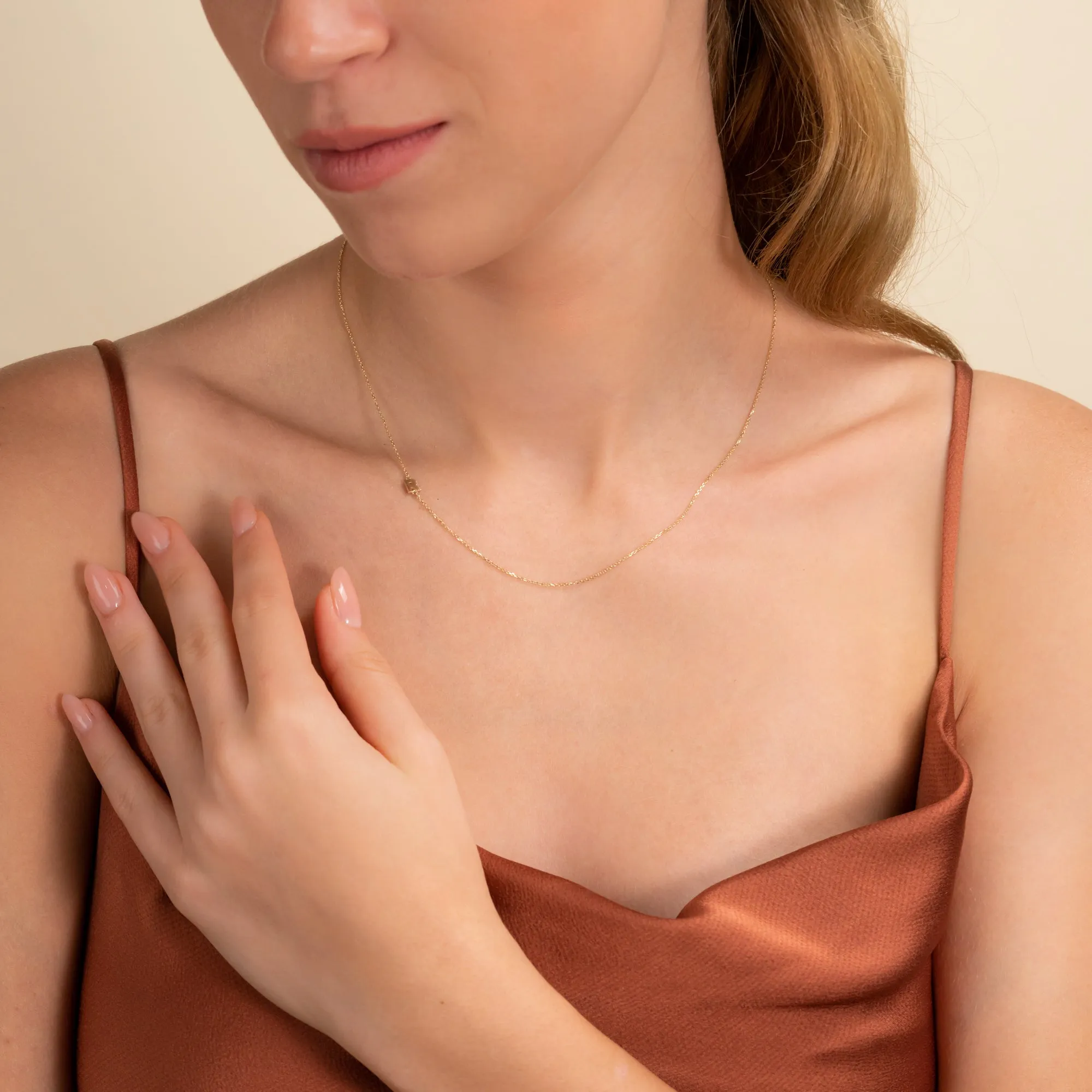 Side Initial Necklace, Celine SARAHELISE