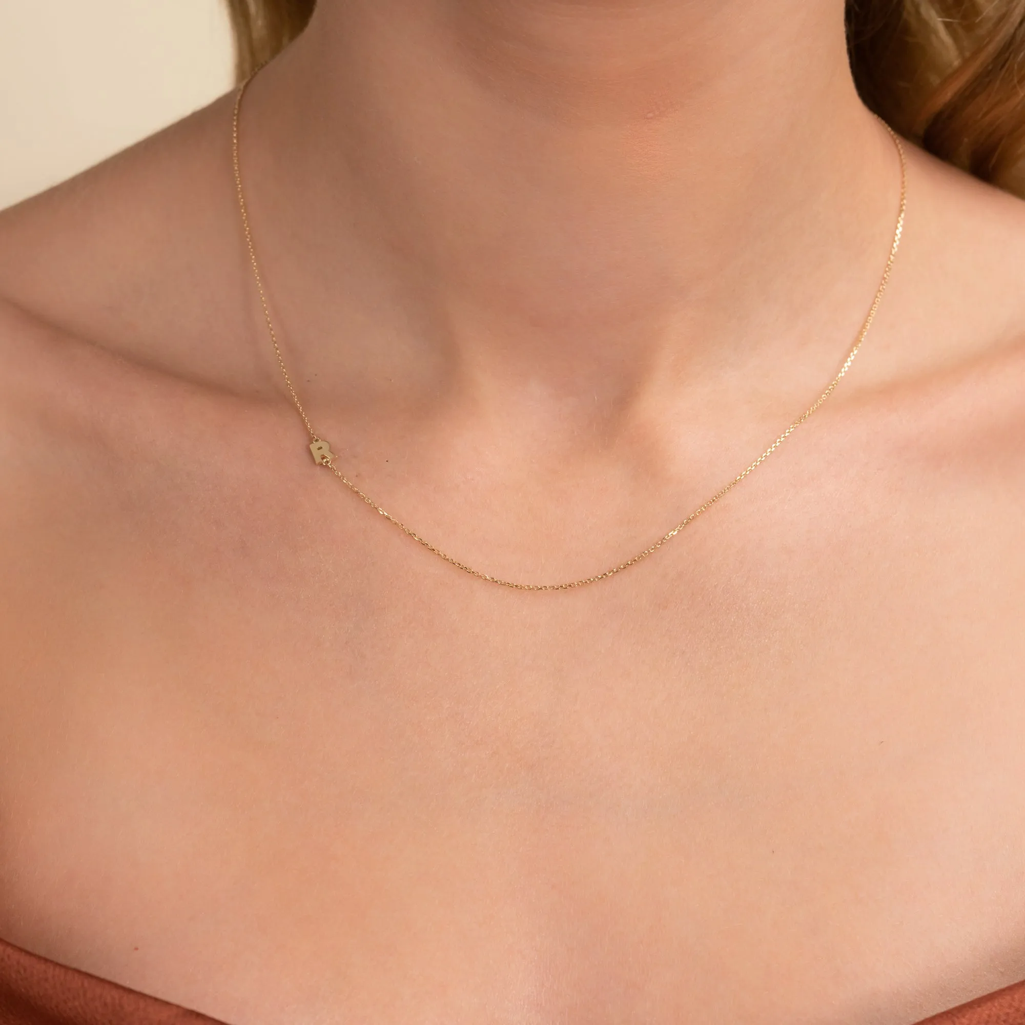 Side Initial Necklace, Celine SARAHELISE