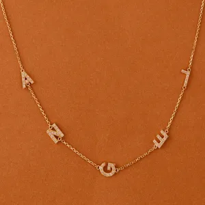 Sideway Name Diamond Necklace, Helen SARAHELISE