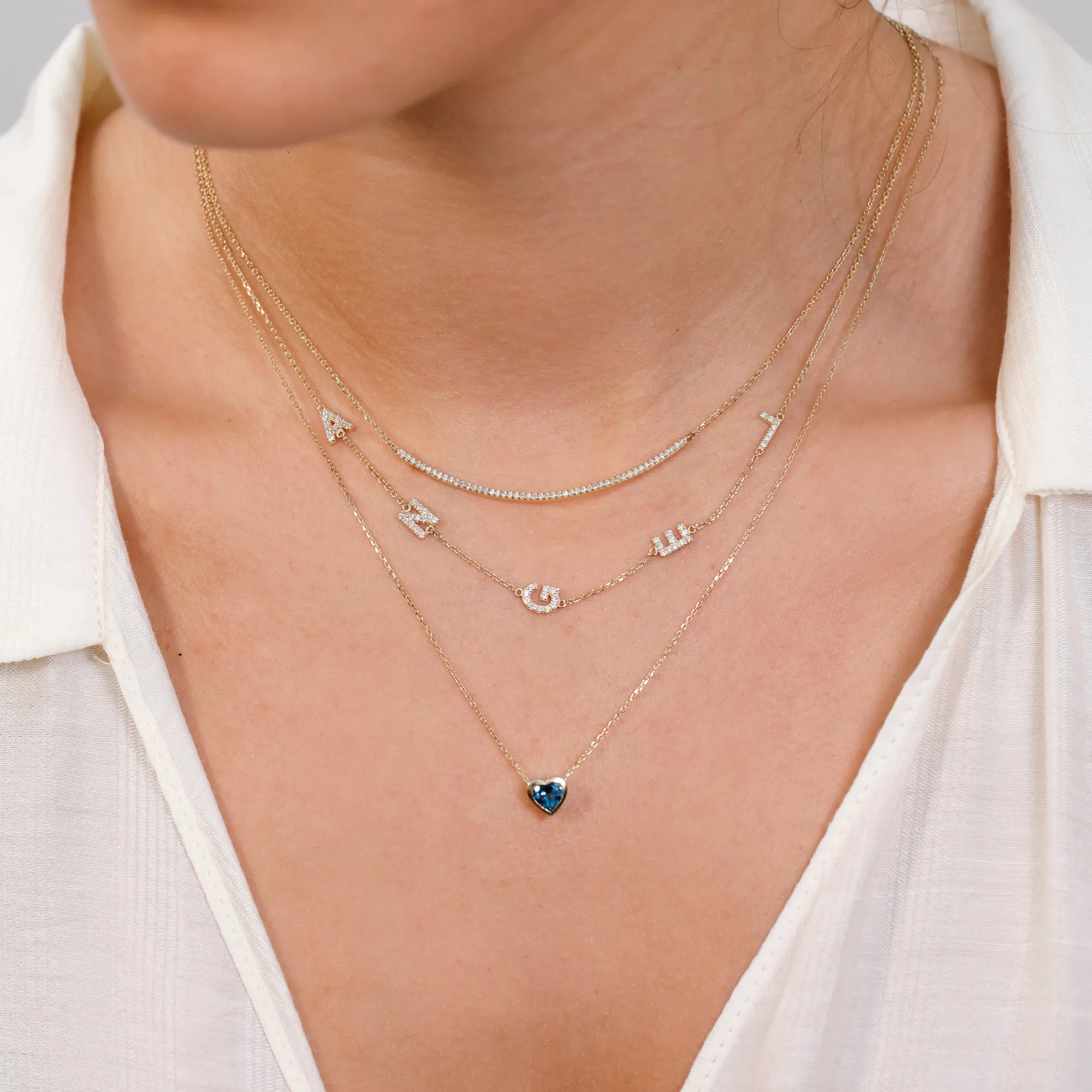 Sideway Name Diamond Necklace, Helen SARAHELISE