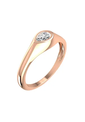 Signet Pear 18K Rosegold Ring w. Lab-Grown Diamond