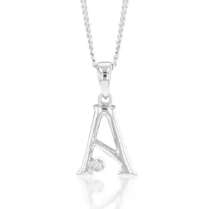 Silver Pendant Initial A set with diamond Shiels