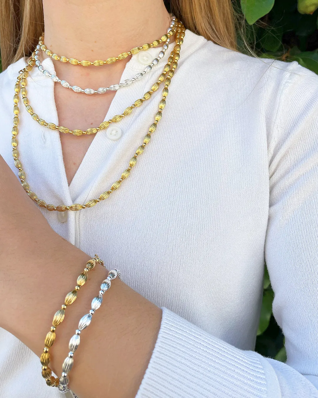 Silver Plated Charleston Rice Bead Necklace Croghans
