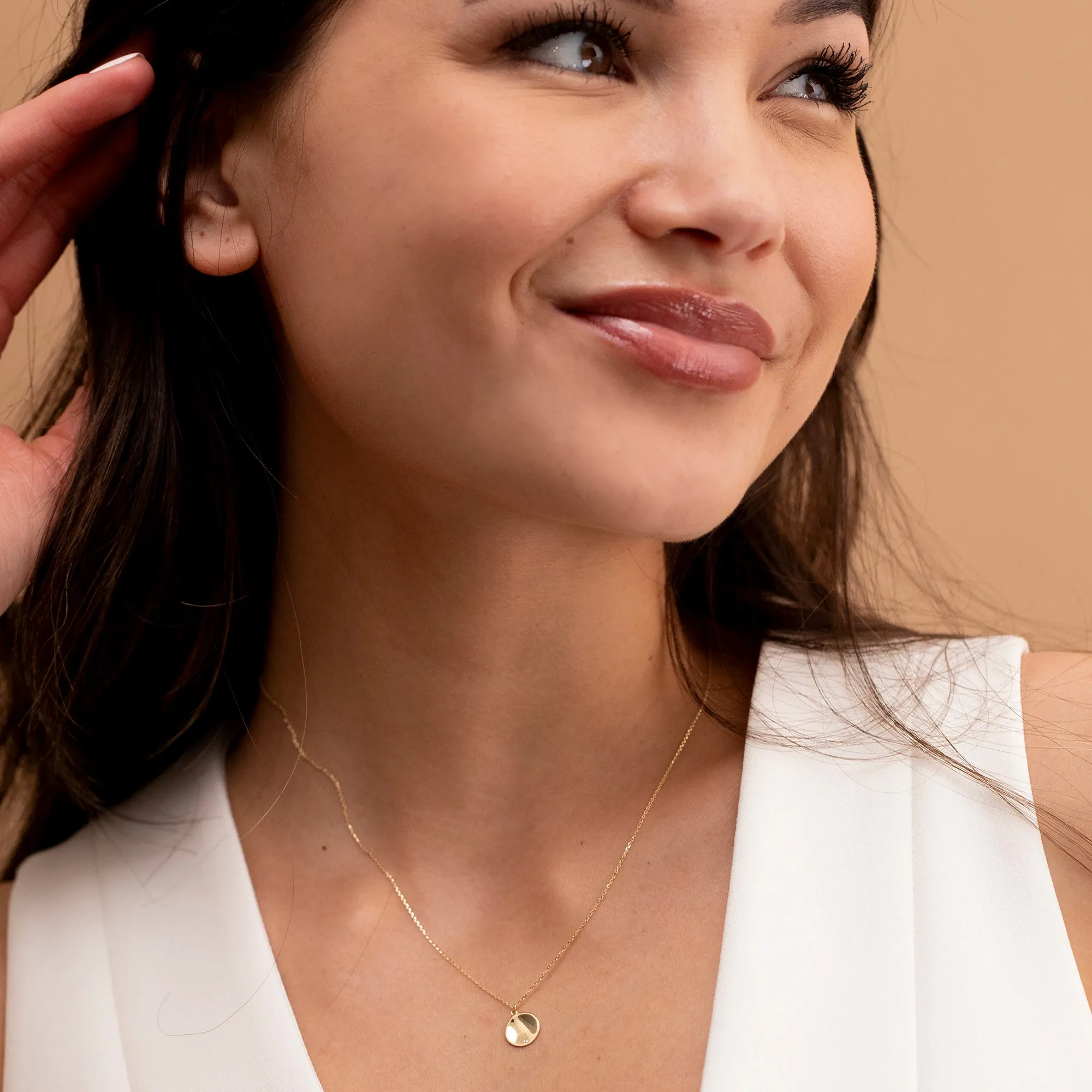 Single Diamond Disc Necklace, Diane SARAHELISE