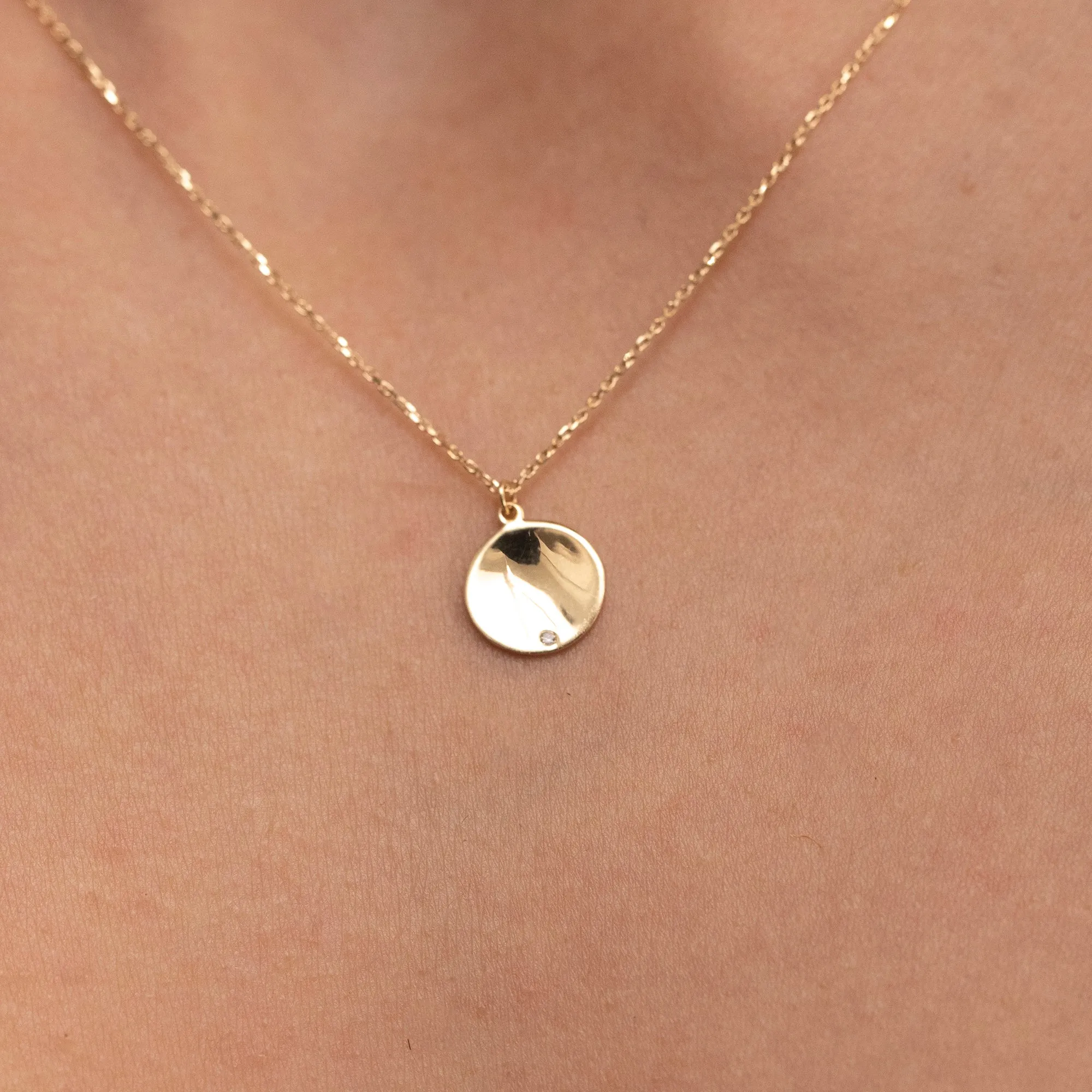Single Diamond Disc Necklace, Diane SARAHELISE
