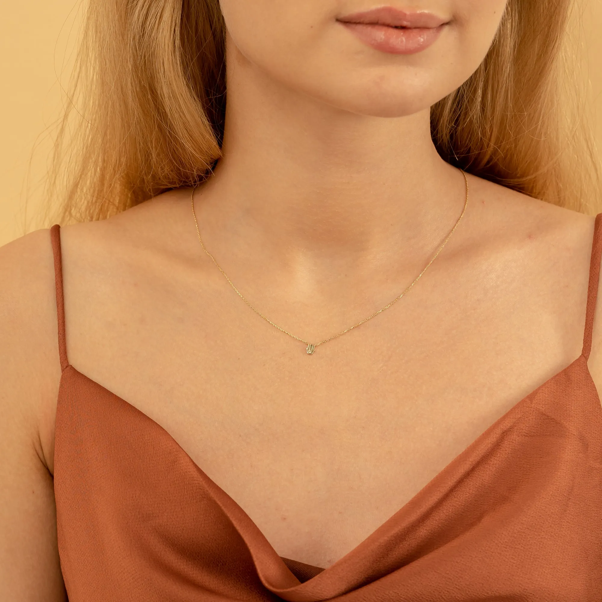 Single Diamond Hamsa Necklace, Hannah SARAHELISE