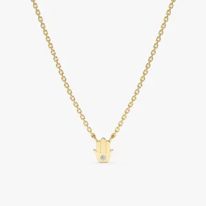 Single Diamond Hamsa Necklace, Hannah SARAHELISE