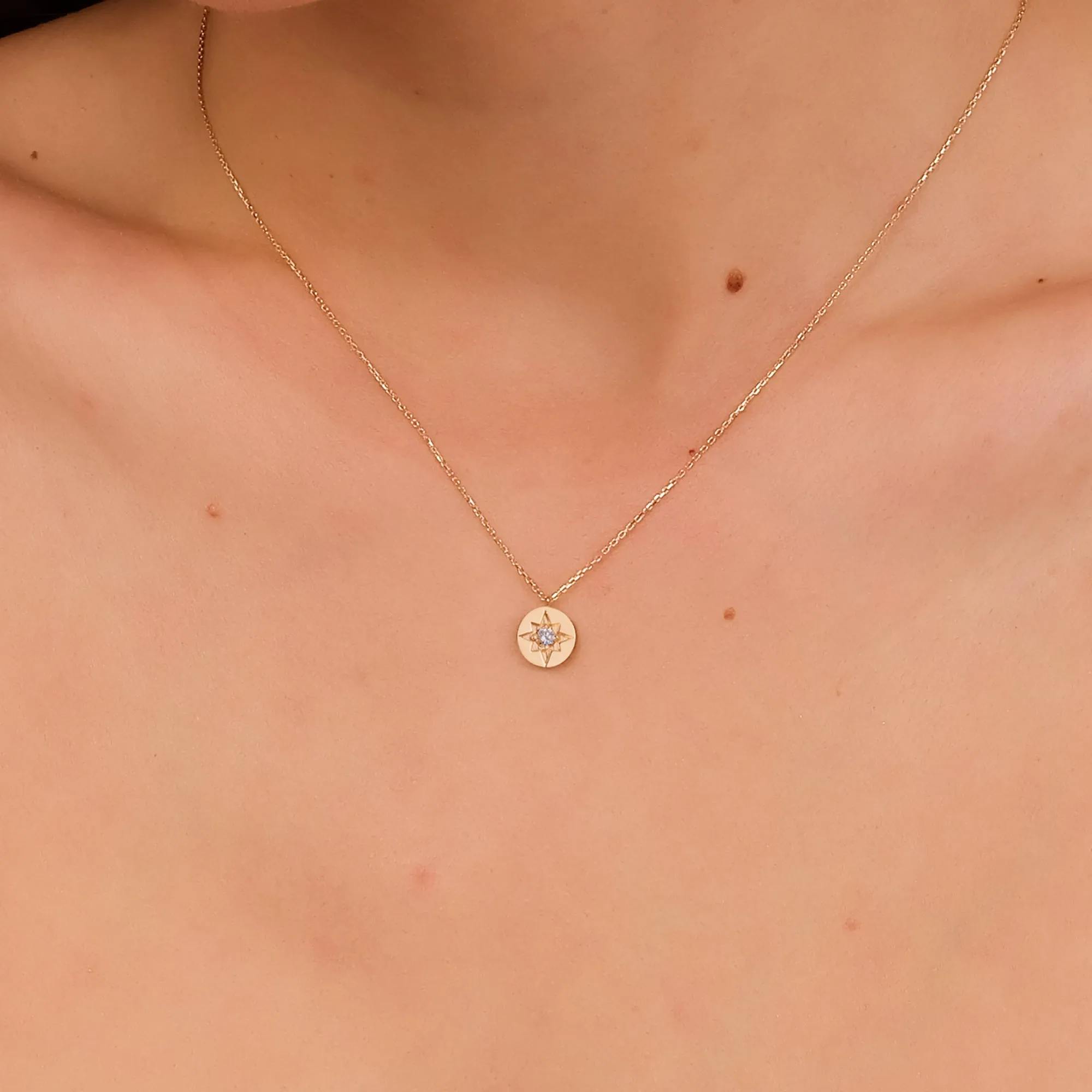 Single Diamond Starburst Necklace, Estelle SARAHELISE