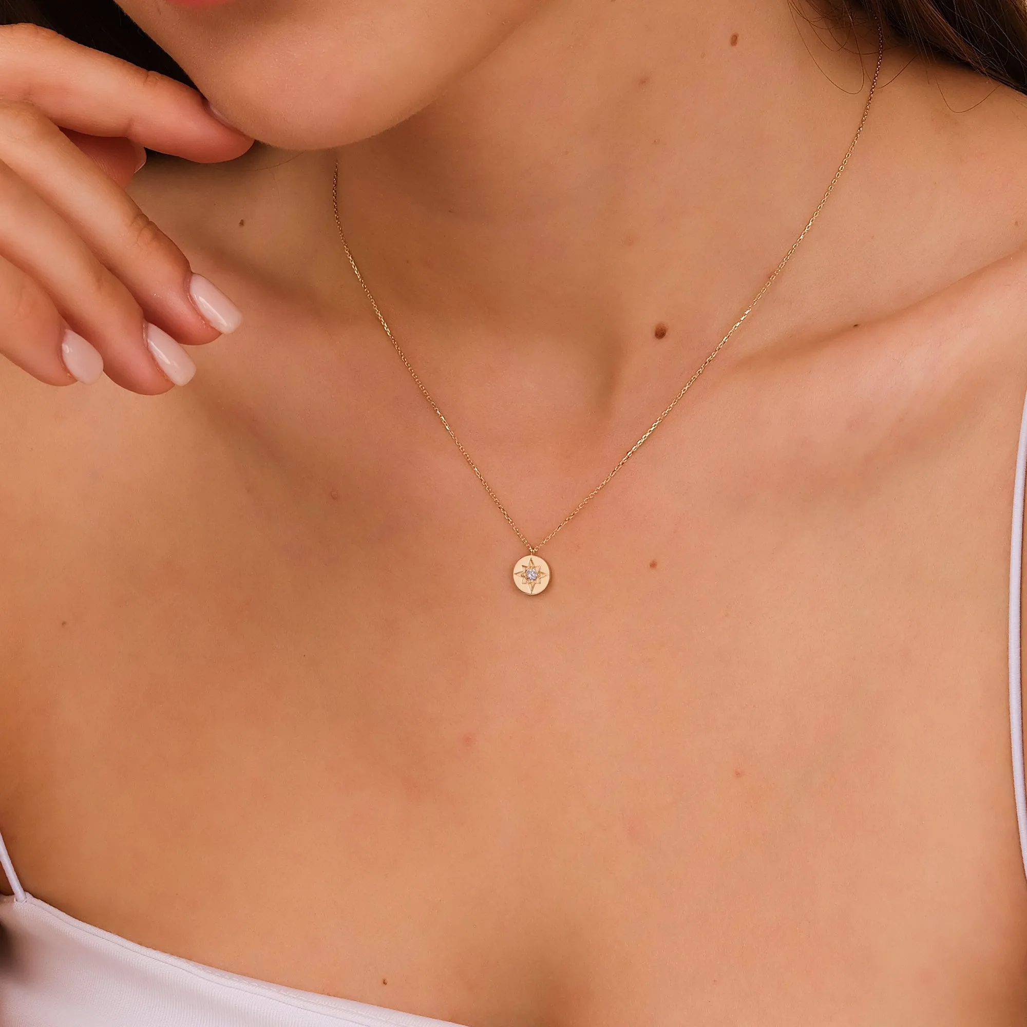 Single Diamond Starburst Necklace, Estelle SARAHELISE