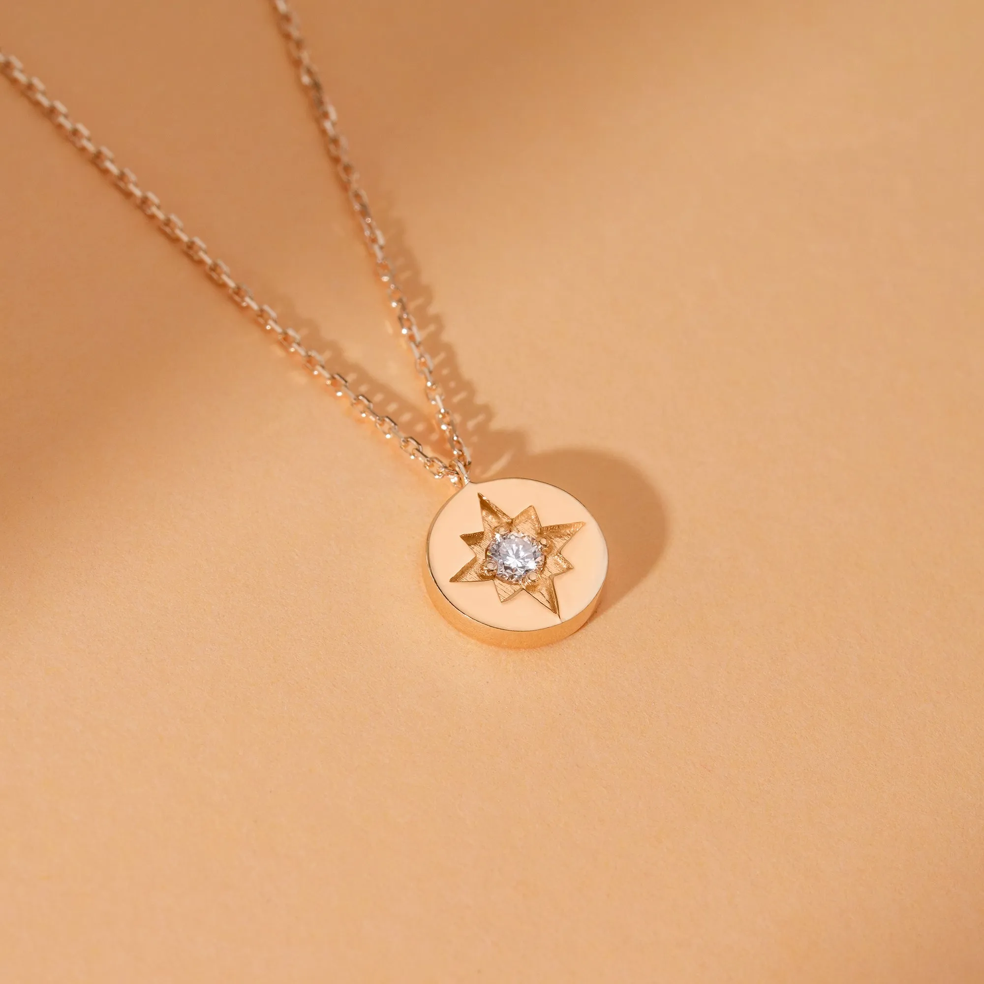 Single Diamond Starburst Necklace, Estelle SARAHELISE