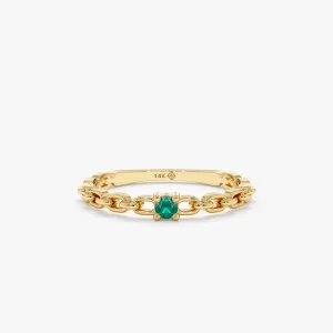 Single Emerald Chain Ring, Brynn SARAHELISE