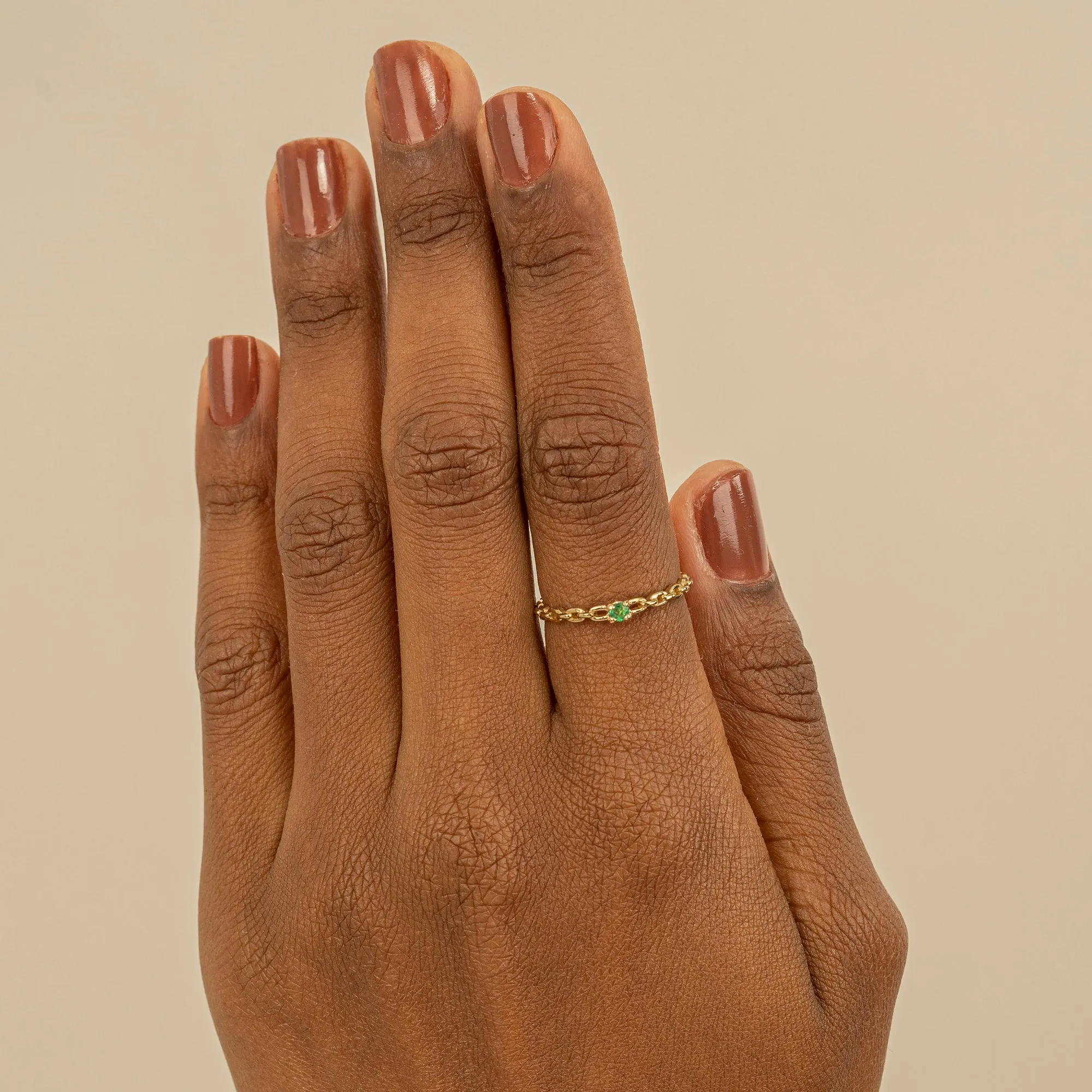 Single Emerald Chain Ring, Brynn SARAHELISE