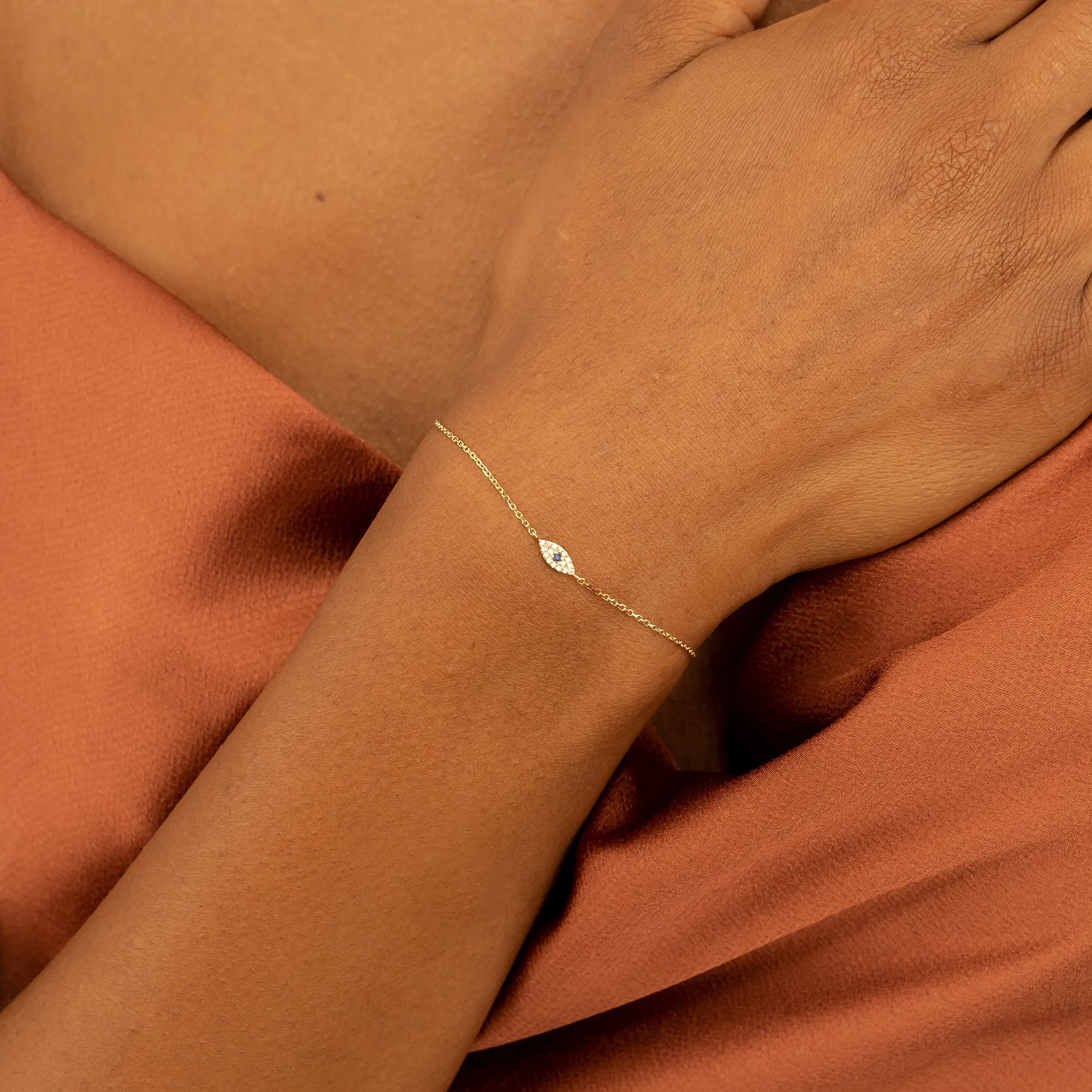 Single Sapphire Diamond Eye Bracelet, Missandei SARAHELISE