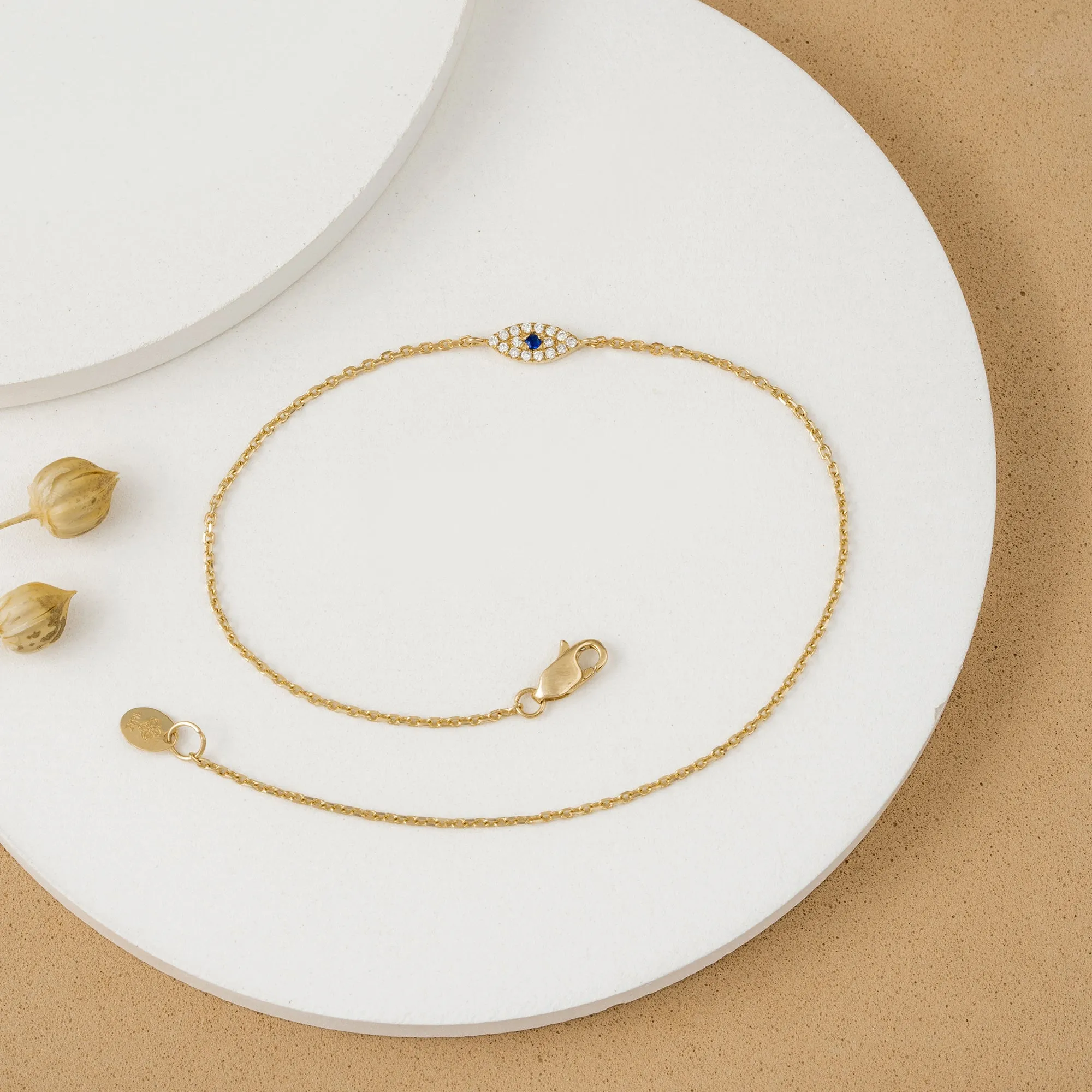 Single Sapphire Diamond Eye Bracelet, Missandei SARAHELISE
