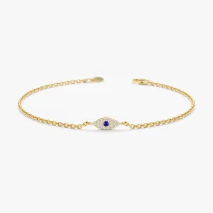 Single Sapphire Diamond Eye Bracelet, Missandei SARAHELISE