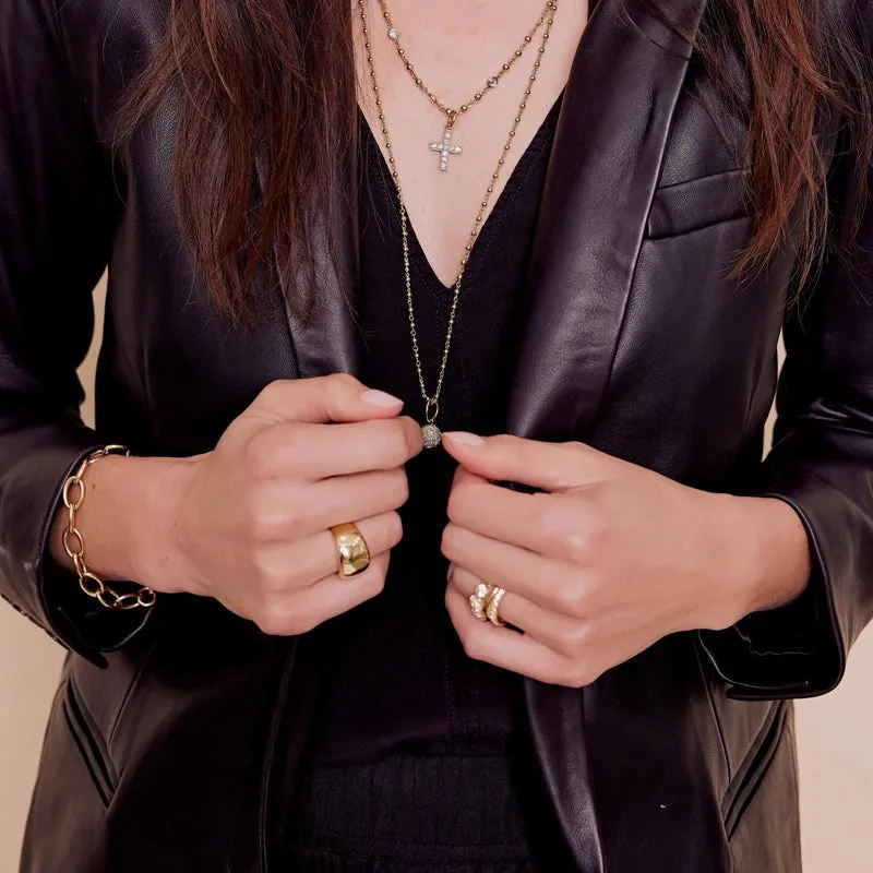 Single Stone 18K Yellow Gold Mini Rosary Chain Necklace Croghans
