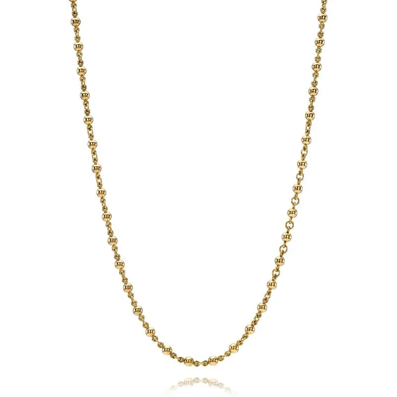 Single Stone 18K Yellow Gold Mini Rosary Chain Necklace Croghans