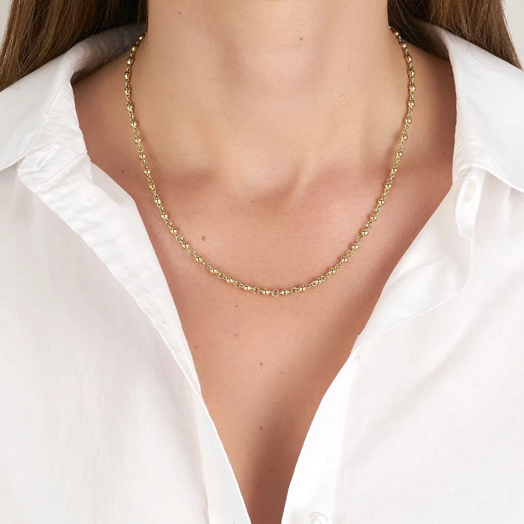 Single Stone 18K Yellow Gold Rosary Chain Necklace Croghans