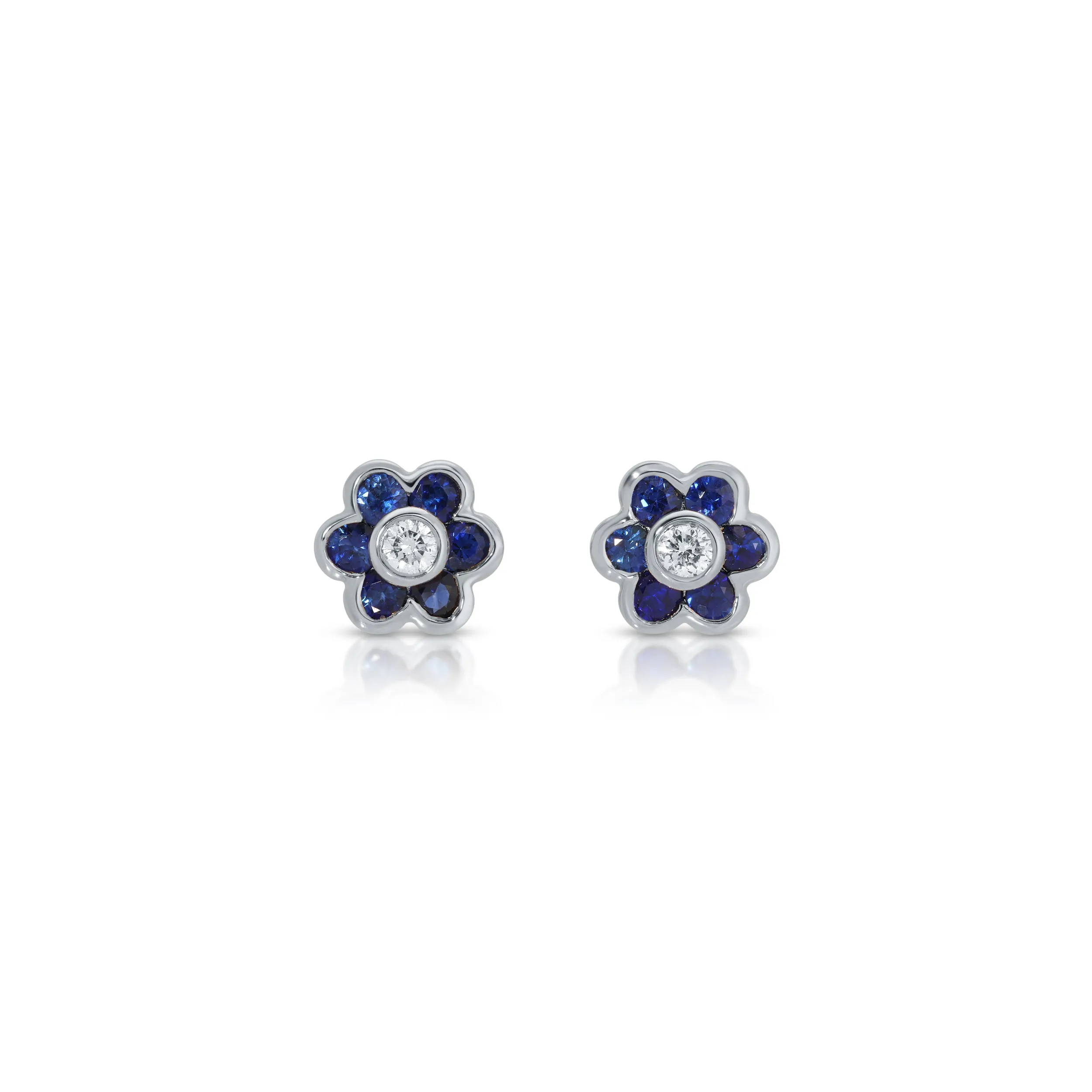 SMALL BLUE SAPPHIRE FLORA STUDS Anita Ko