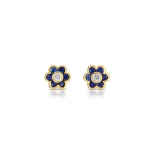 SMALL BLUE SAPPHIRE FLORA STUDS Anita Ko