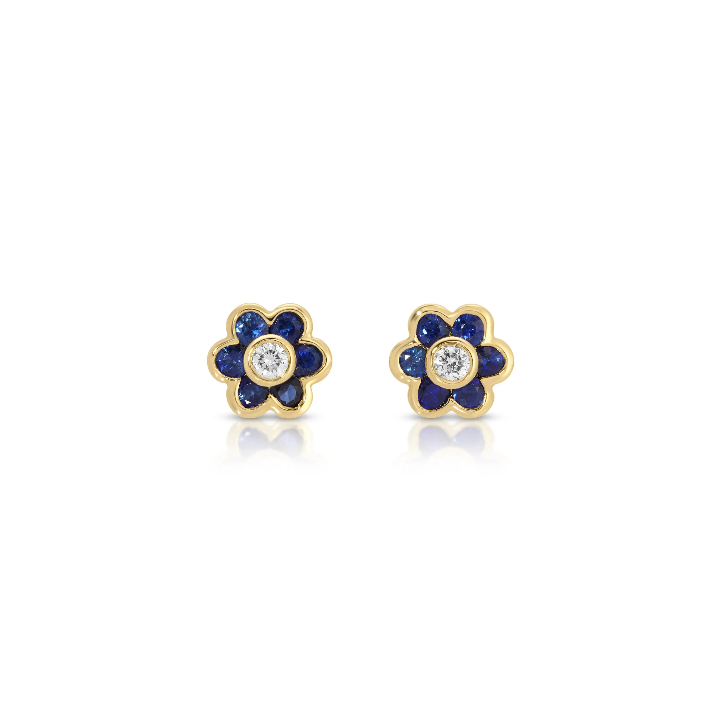 SMALL BLUE SAPPHIRE FLORA STUDS Anita Ko