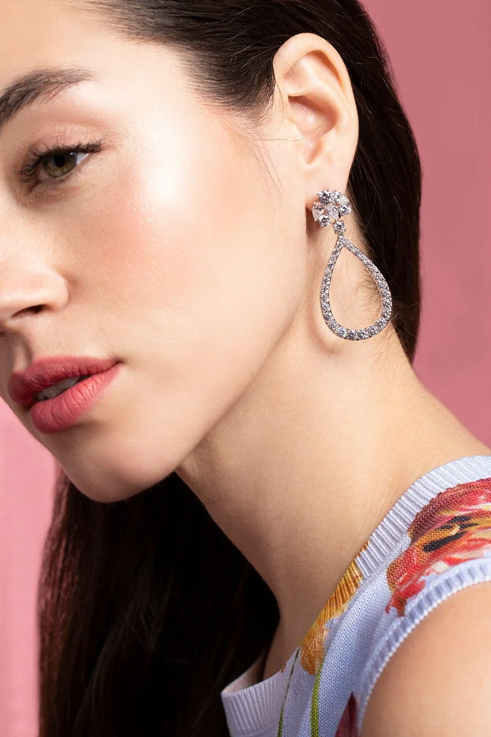 Small Cluster Open Pear Drop Earrings