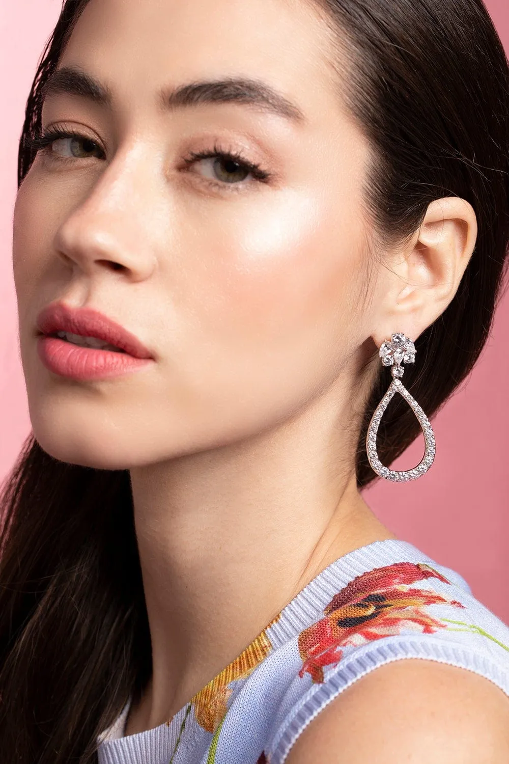 Small Cluster Open Pear Drop Earrings